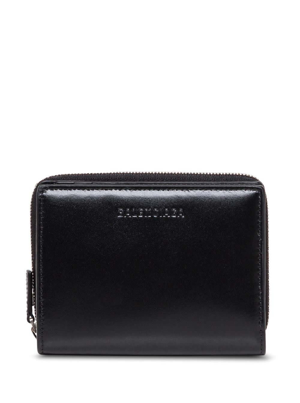 Balenciaga Black Leather Bifold Wallet With Logo