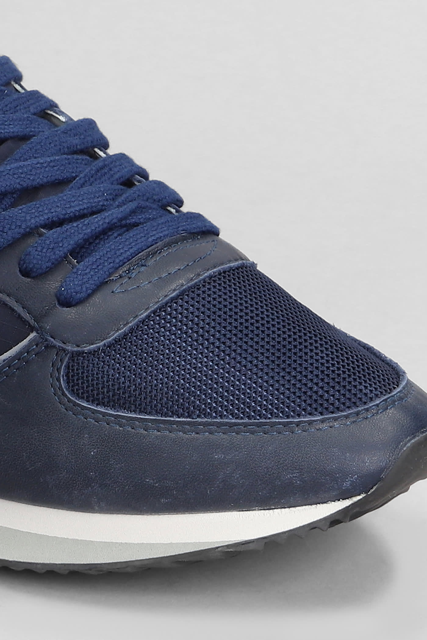 Shop Philippe Model Trpx Low Sneakers In Blue Leather And Fabric