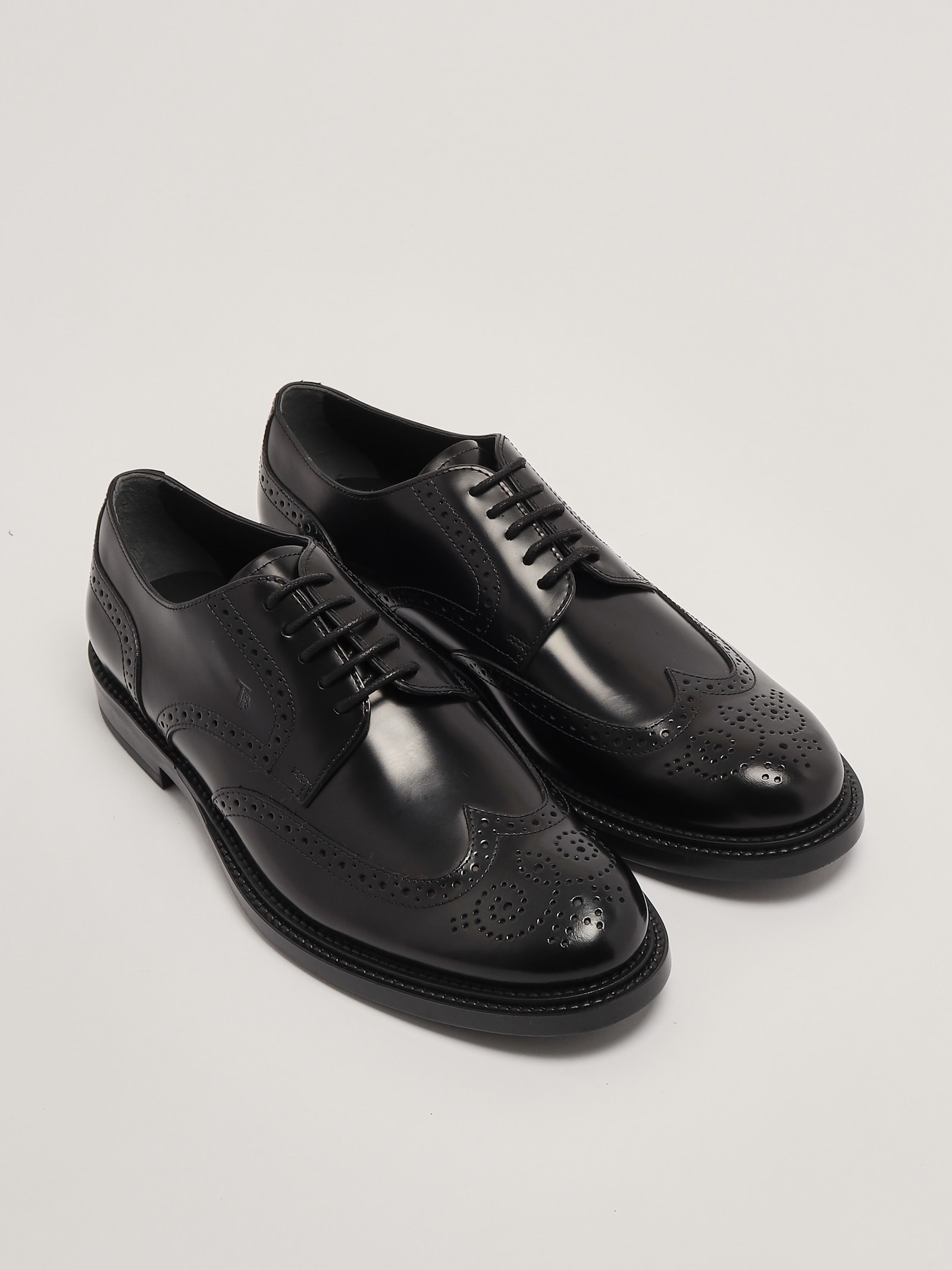 Shop Tod's Derby Bucature Formale Gomma 62c Laced Shoe In Nero