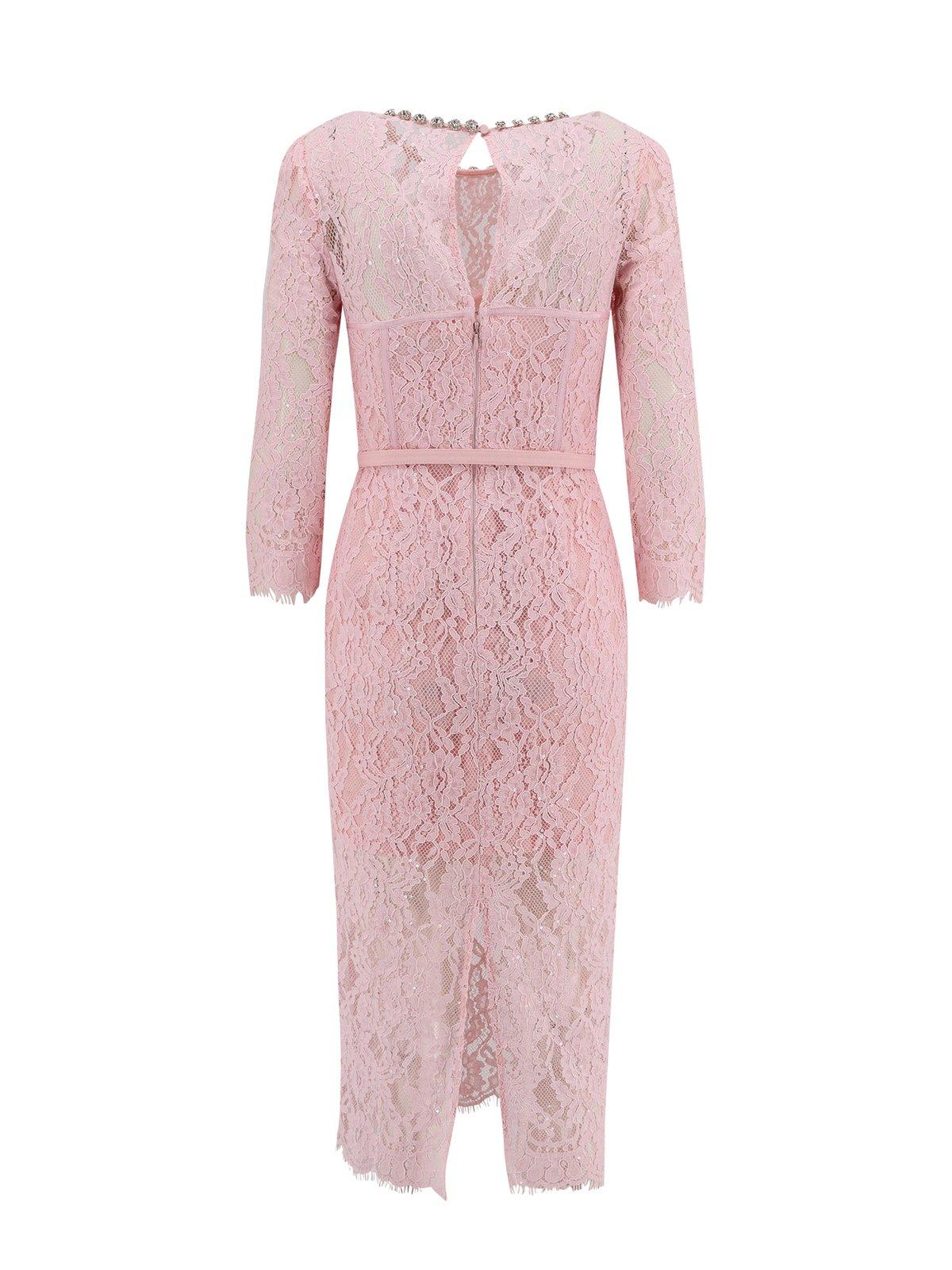 Self-portrait Lace Embellished Midi Dress In Pink