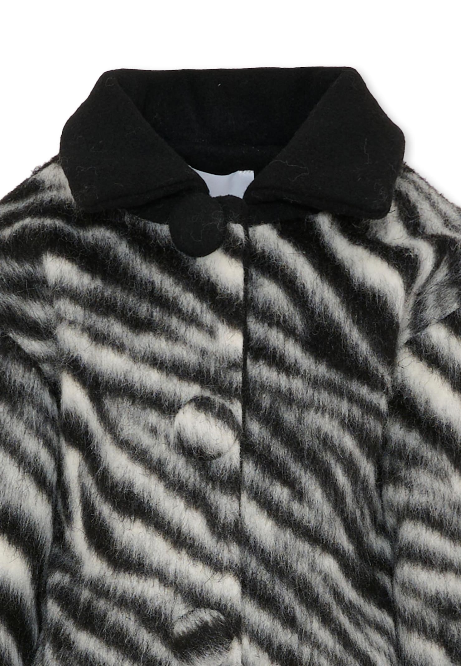 Marc Jacobs Black Faux Fur Coat For Girl With Logo In Black