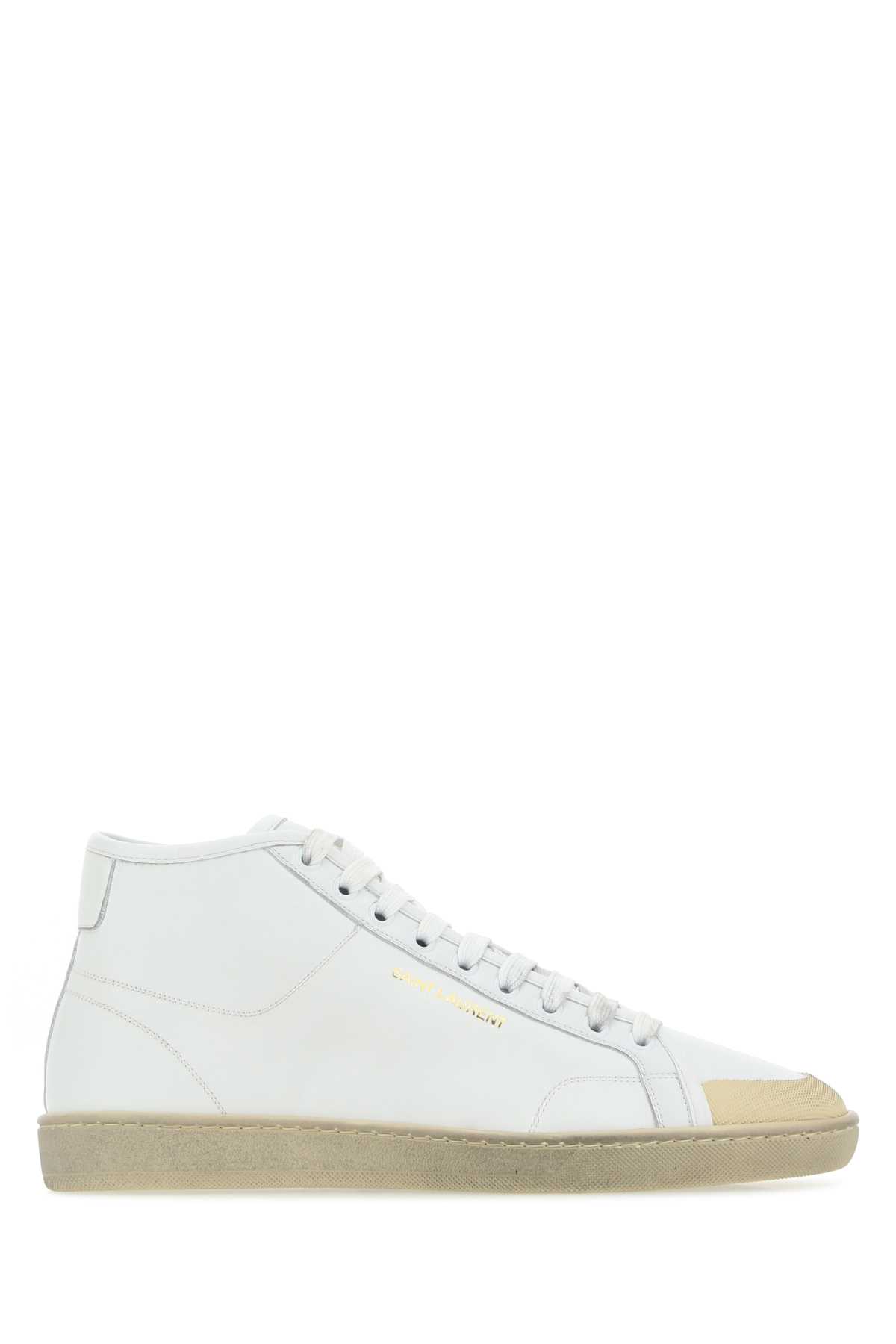 Shop Saint Laurent White Leather Court Classic Sl/39 Sneakers In 9377