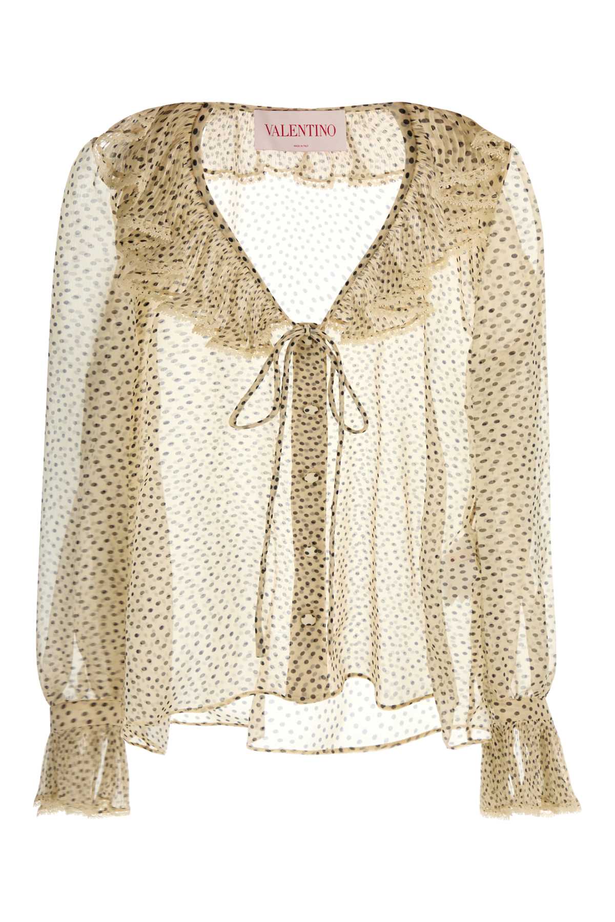 Valentino Polka Dot Printed Ruffled Top