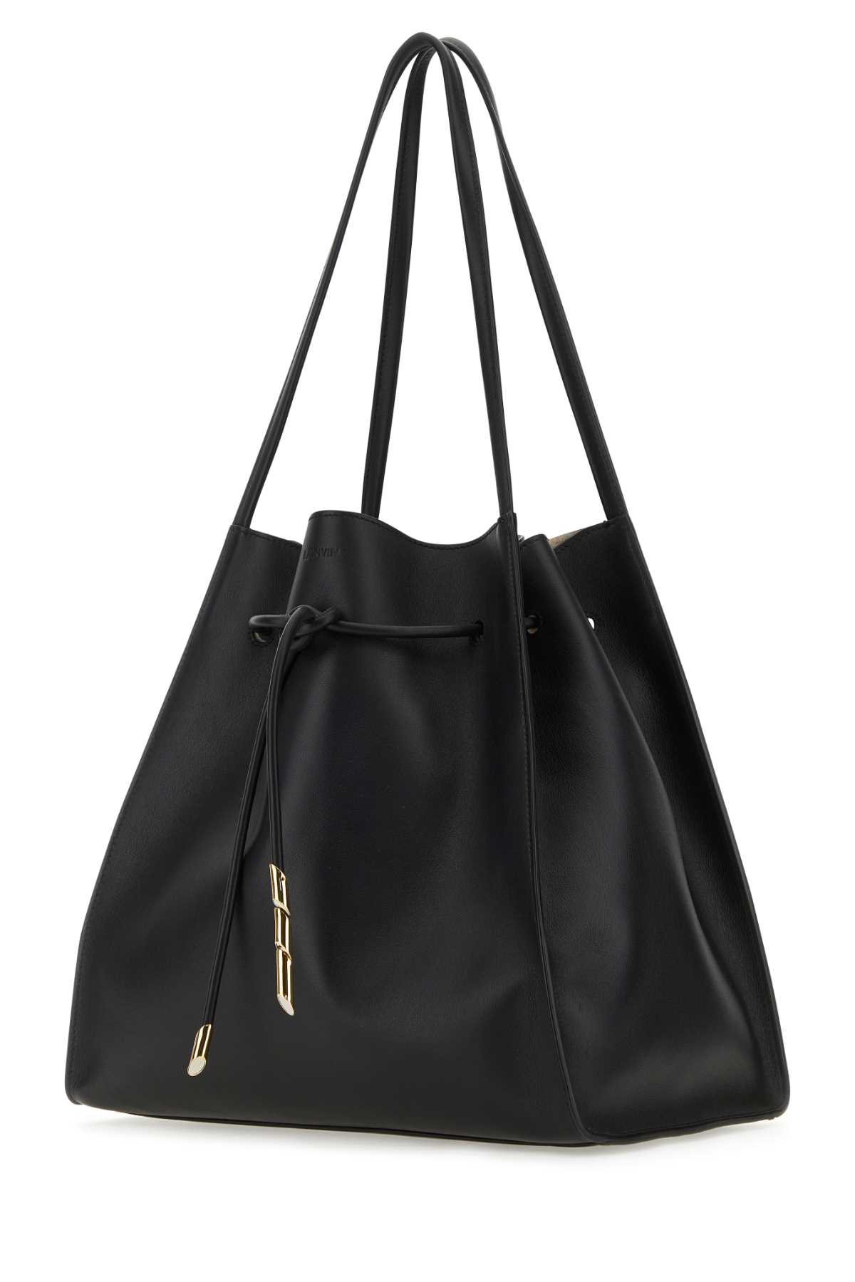 LANVIN BLACK LEATHER SEQUENCE SHOPPING BAG