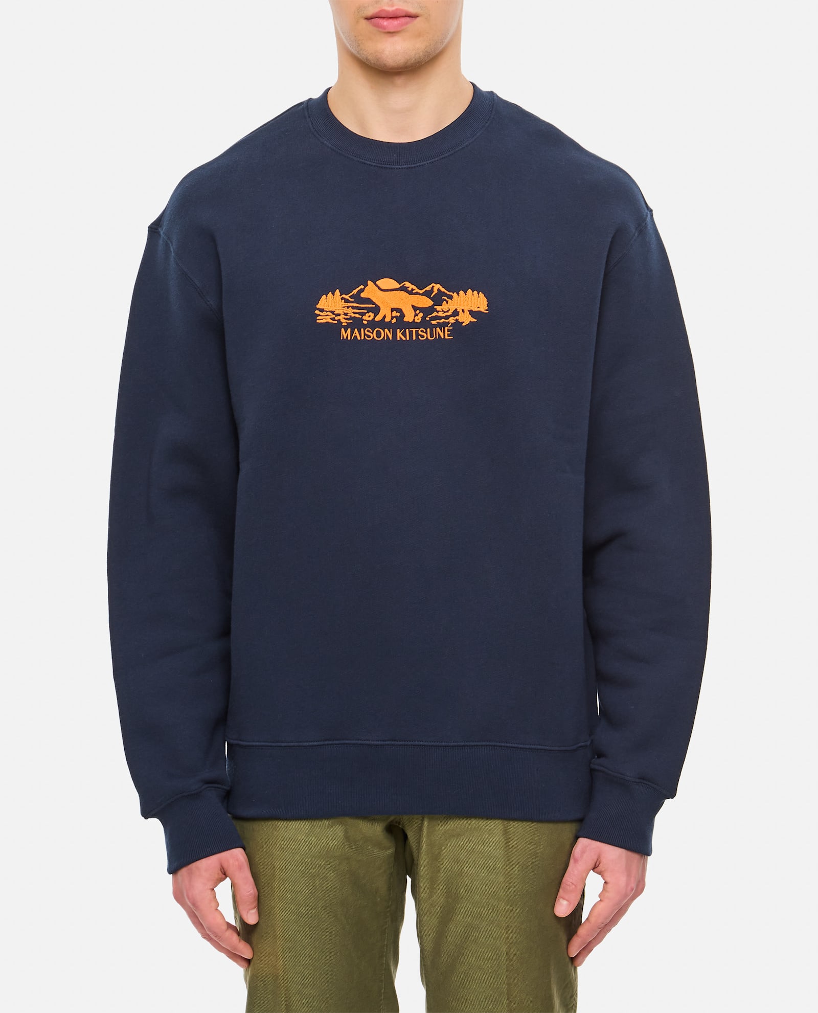 Shop Maison Kitsuné Outdoor Profile Fox Comfort Sweatshirt In Blue