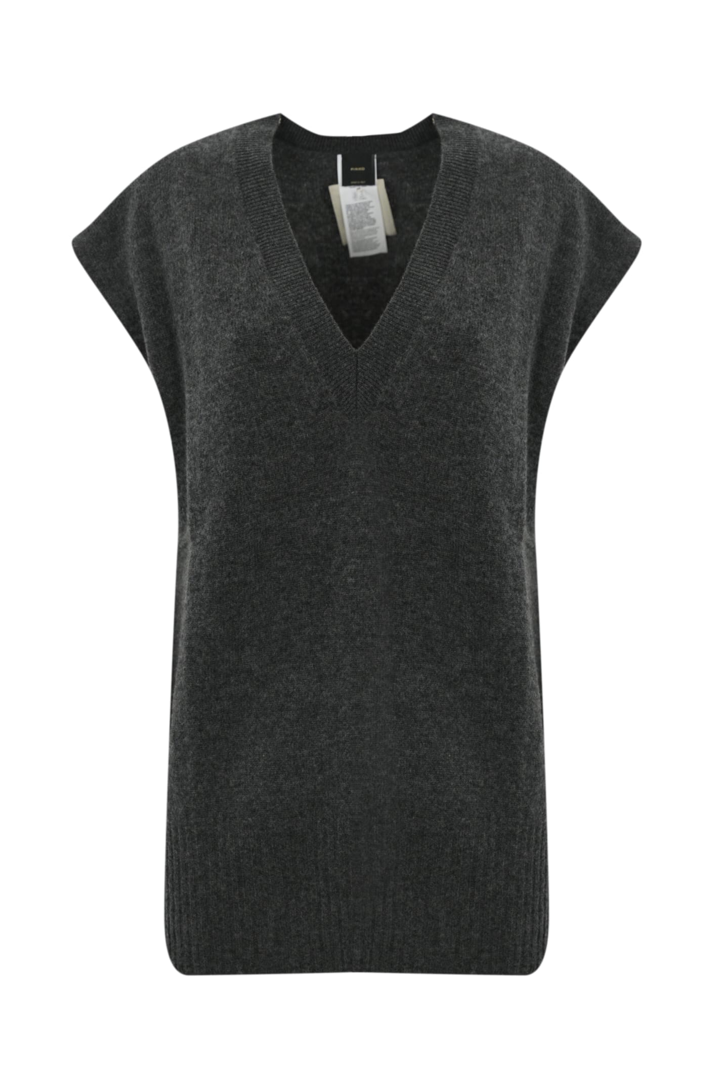 Shop Pinko Disciplinare Vest In Wool And Cashmere In Grigio Corvo