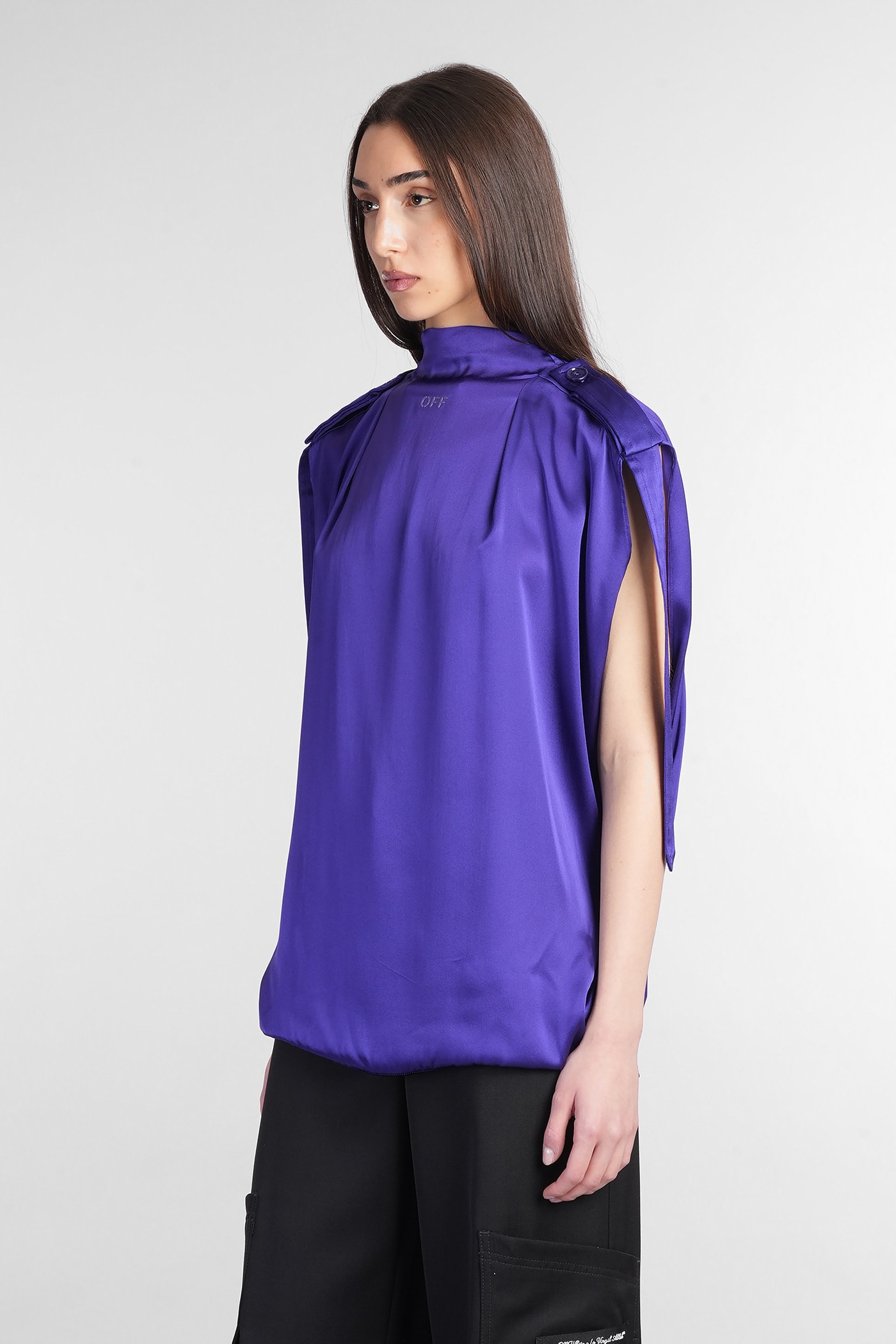 Off-white Logo-embroidered Blouse In Viola