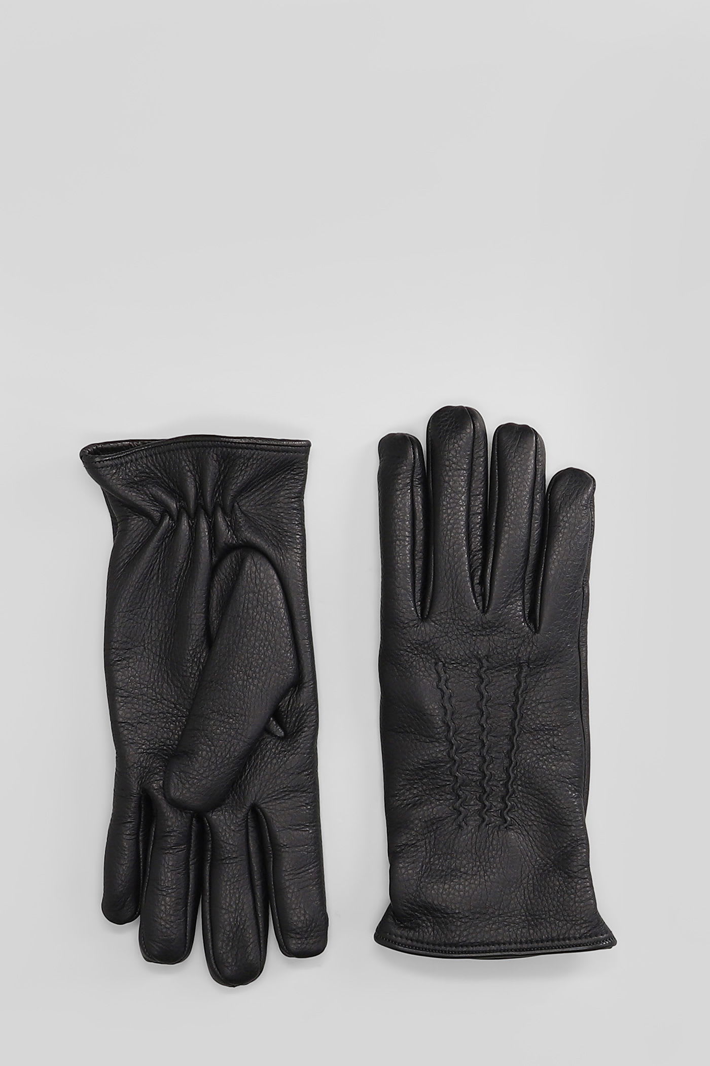Lardini Deerskin Stitched Gloves In Black