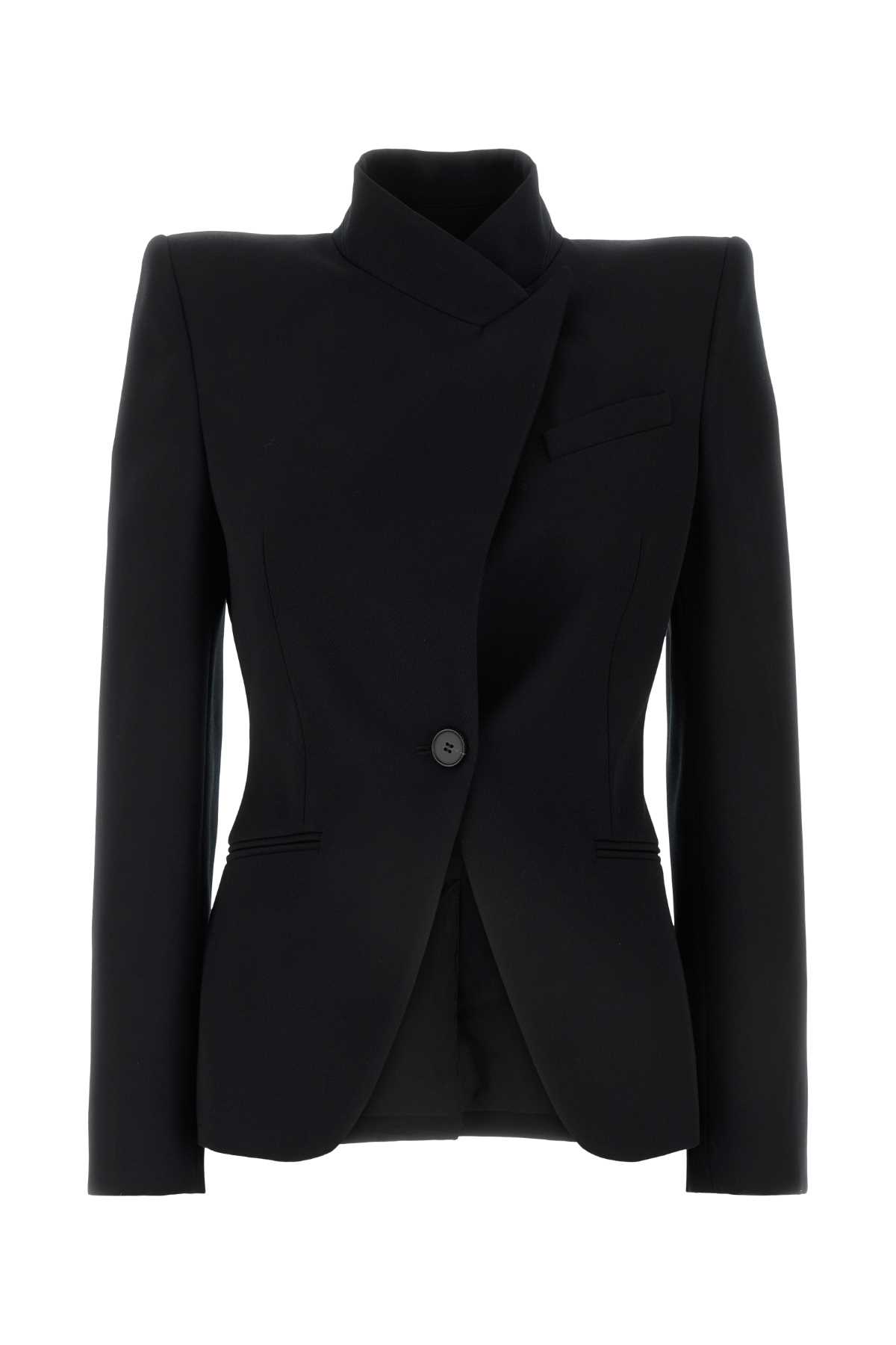 Shop Alexander Mcqueen Black Wool Blazer