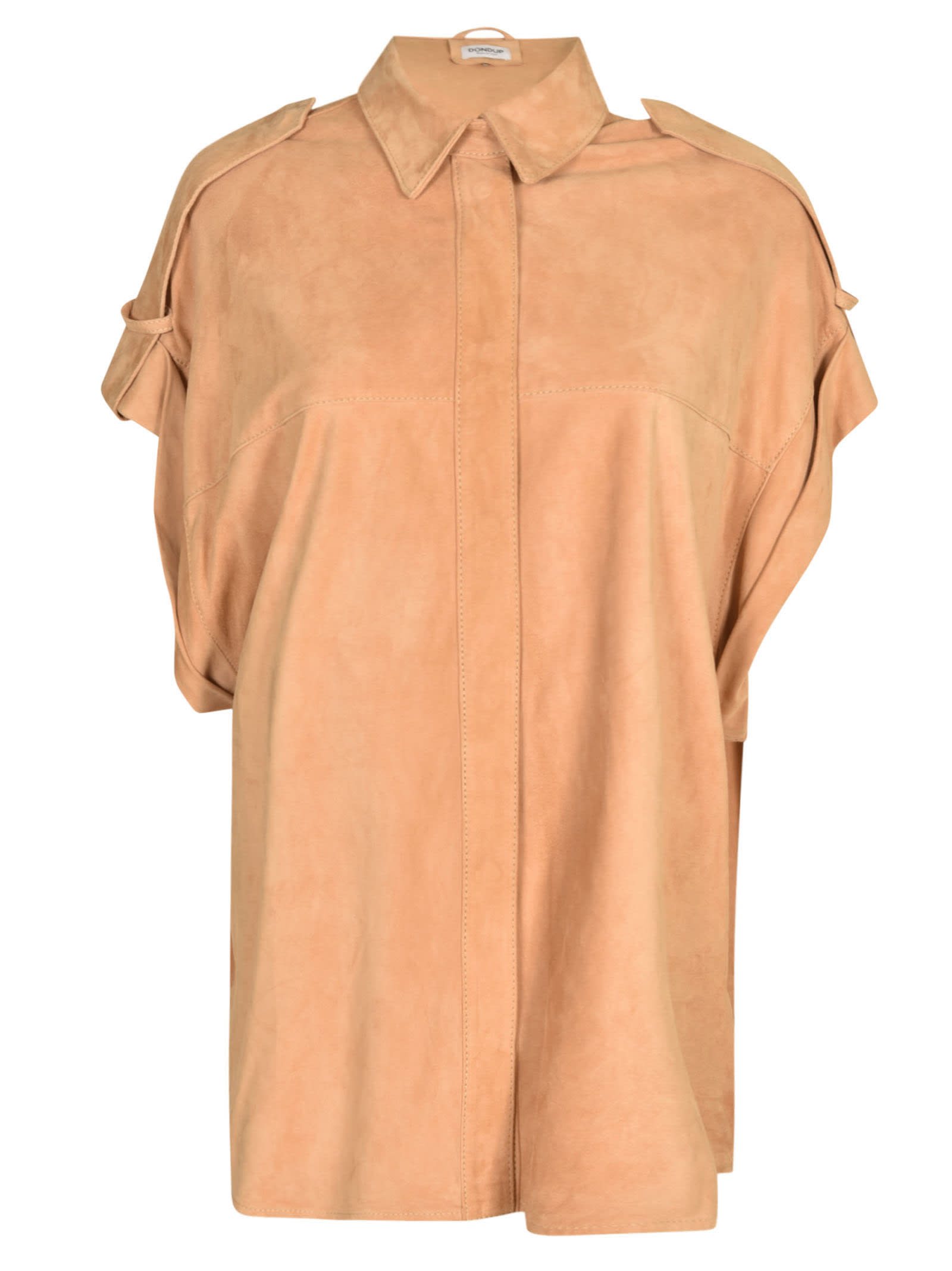 Shop Dondup Asymmetric Sleeved Round Hem Shirt In Brown