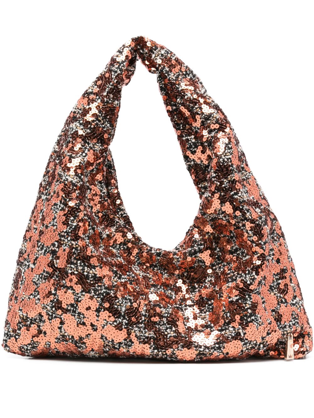 La Milanesa Rita Sequined Medium Hobo Bag In Brown