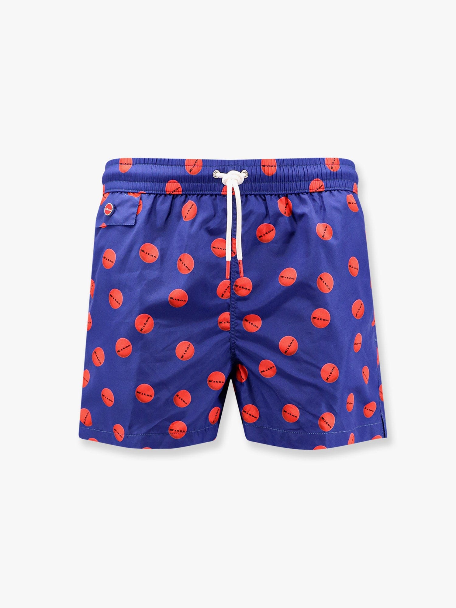 Kiton Nylon Swim Trunk With All-over Print In Blue