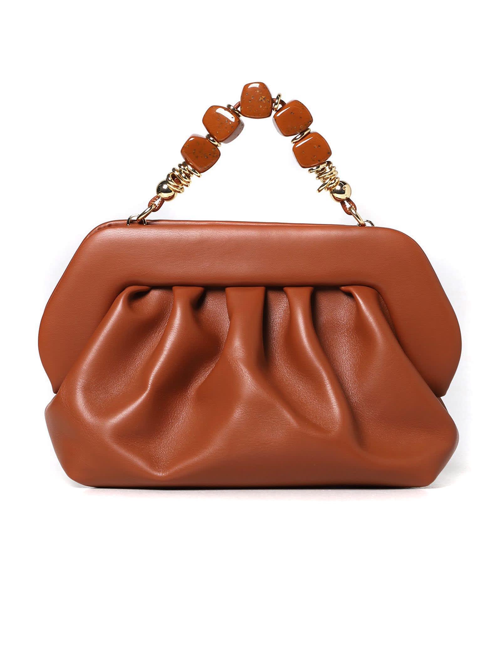 THEMOIRè Brown Calf Leather Bios Clutch Bag