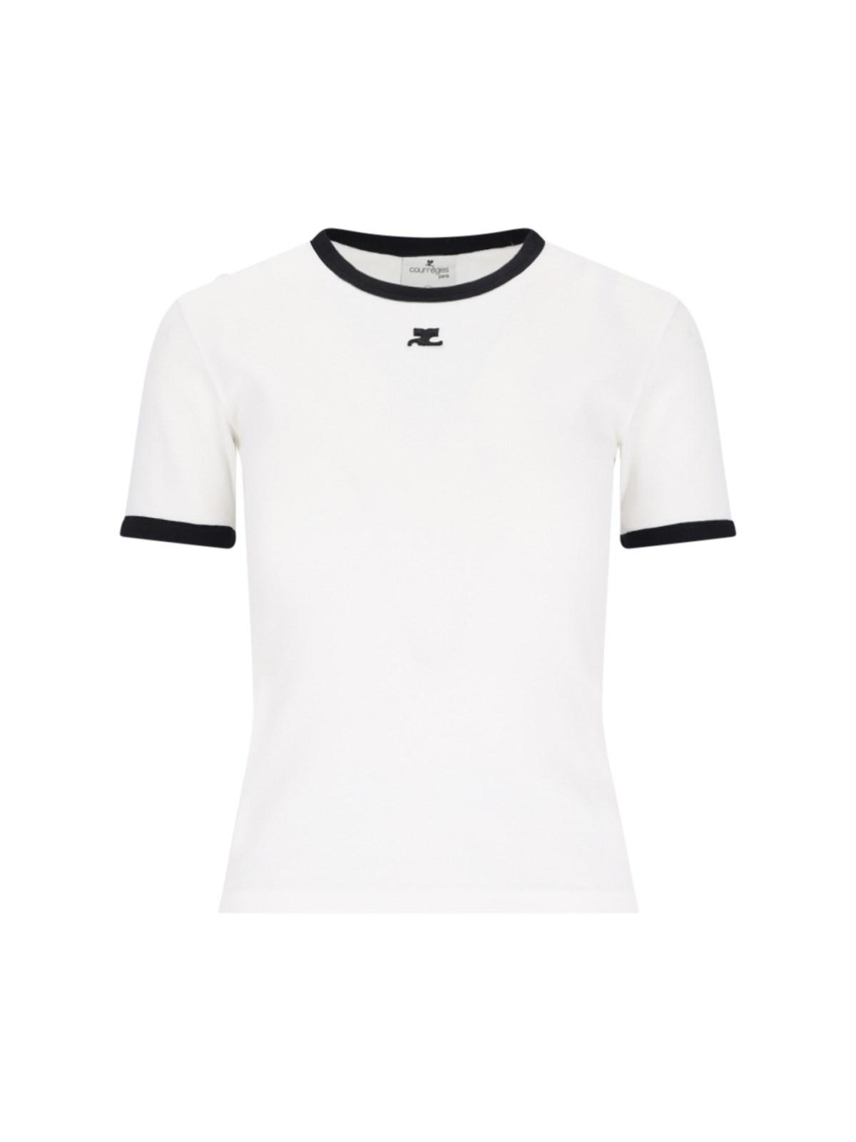 Shop Courrèges Logo T-shirt In White