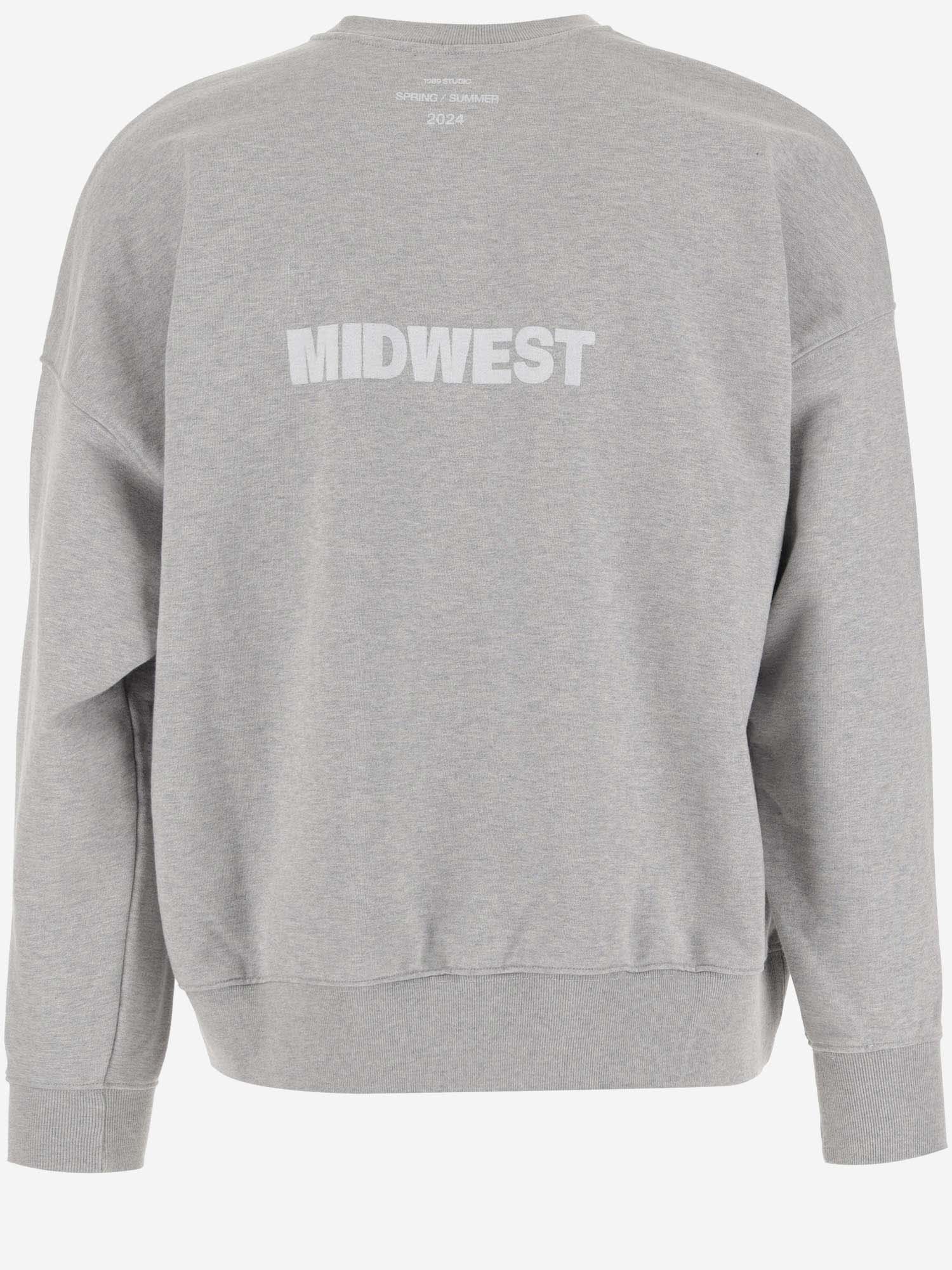 Shop 1989 Studio Cotton Sweatshirt With Logo In Oatmeal Grey