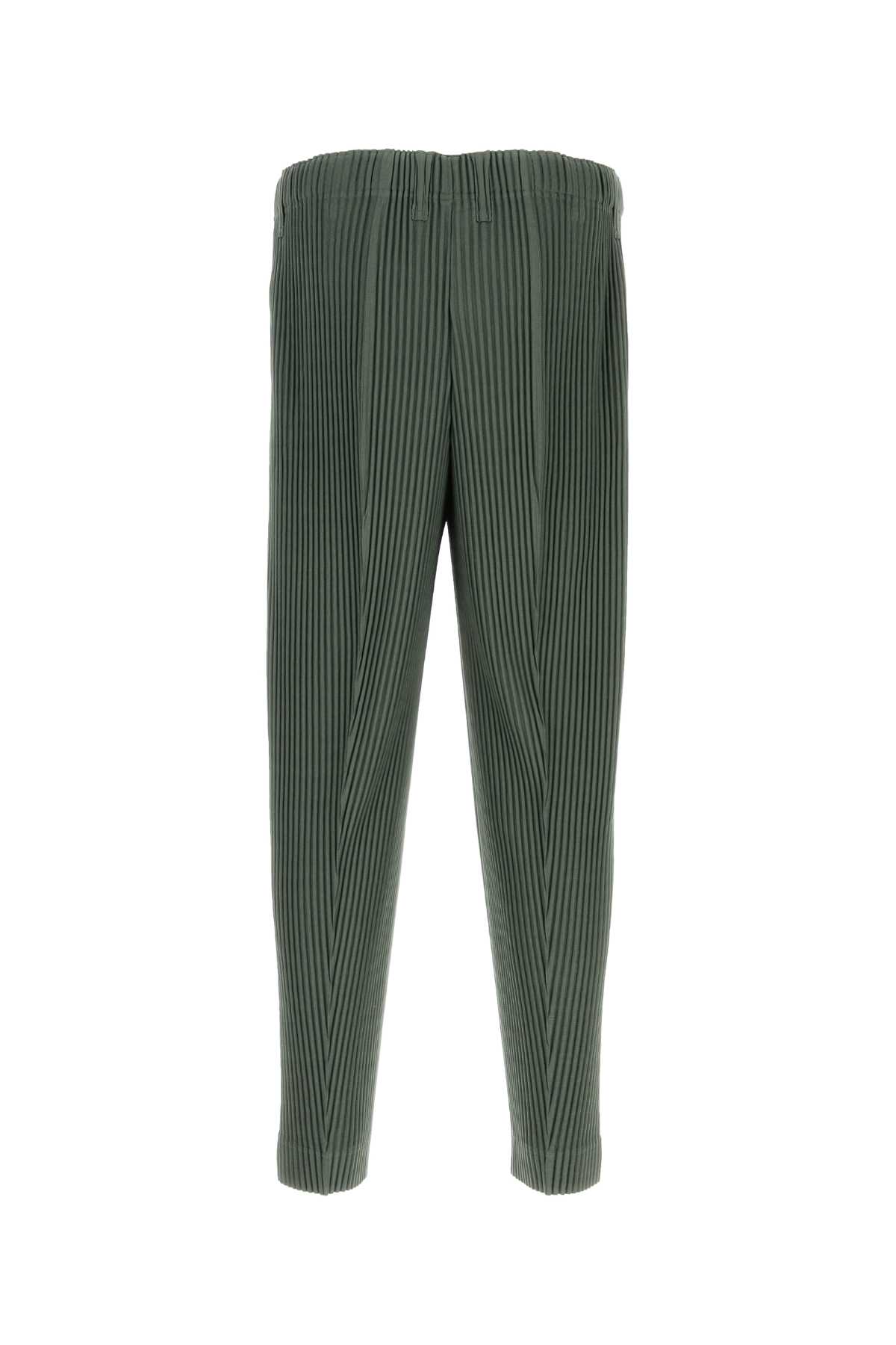 Shop Issey Miyake Sage Green Polyester Pant In Mossgreen