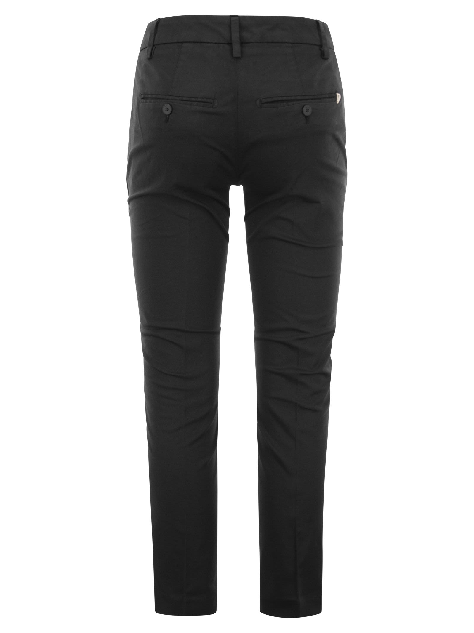 Shop Dondup Perfect - Slim-fit Cotton Gabardine Trousers In Black