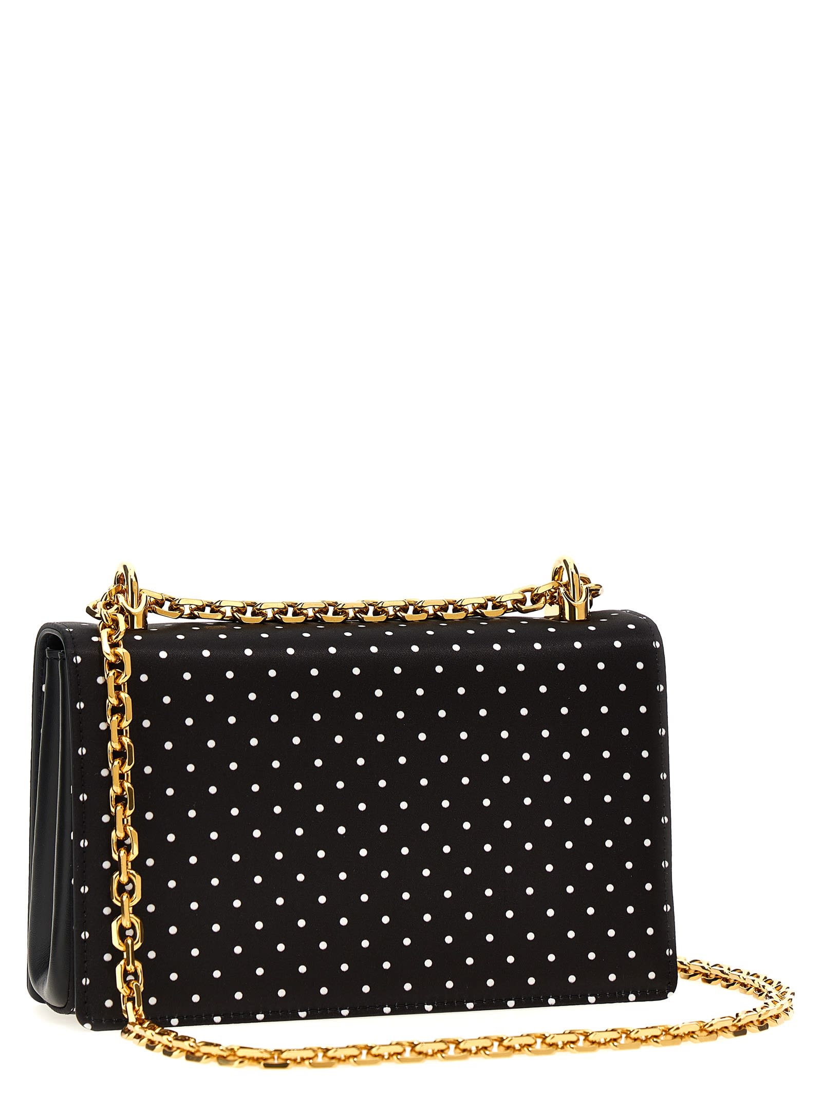 Dolce & Gabbana Small Dg Baroque Satin Crossbody Bag In White/black