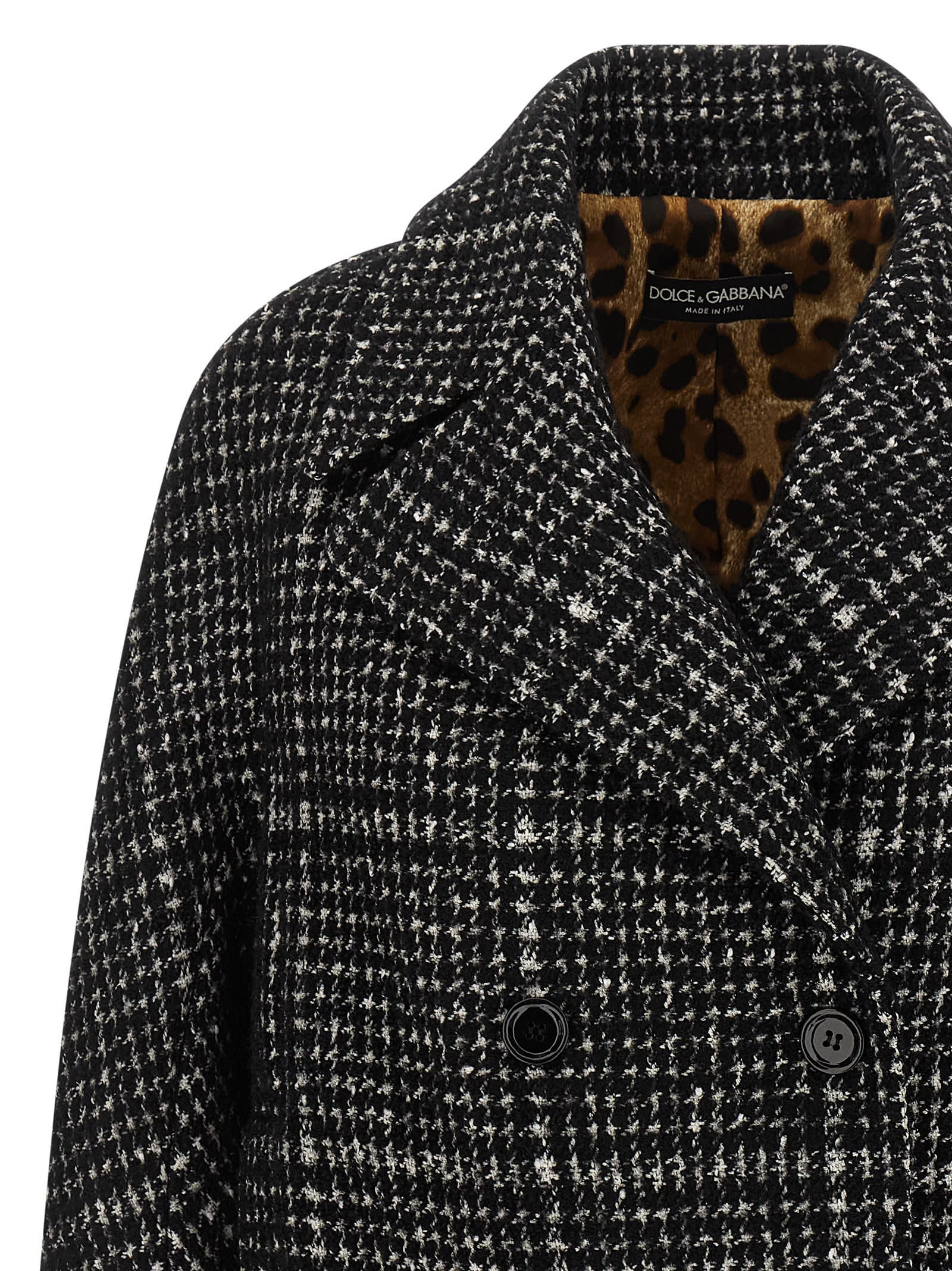 Dolce & Gabbana Houndstooth Wool-blend Jacket In Multi