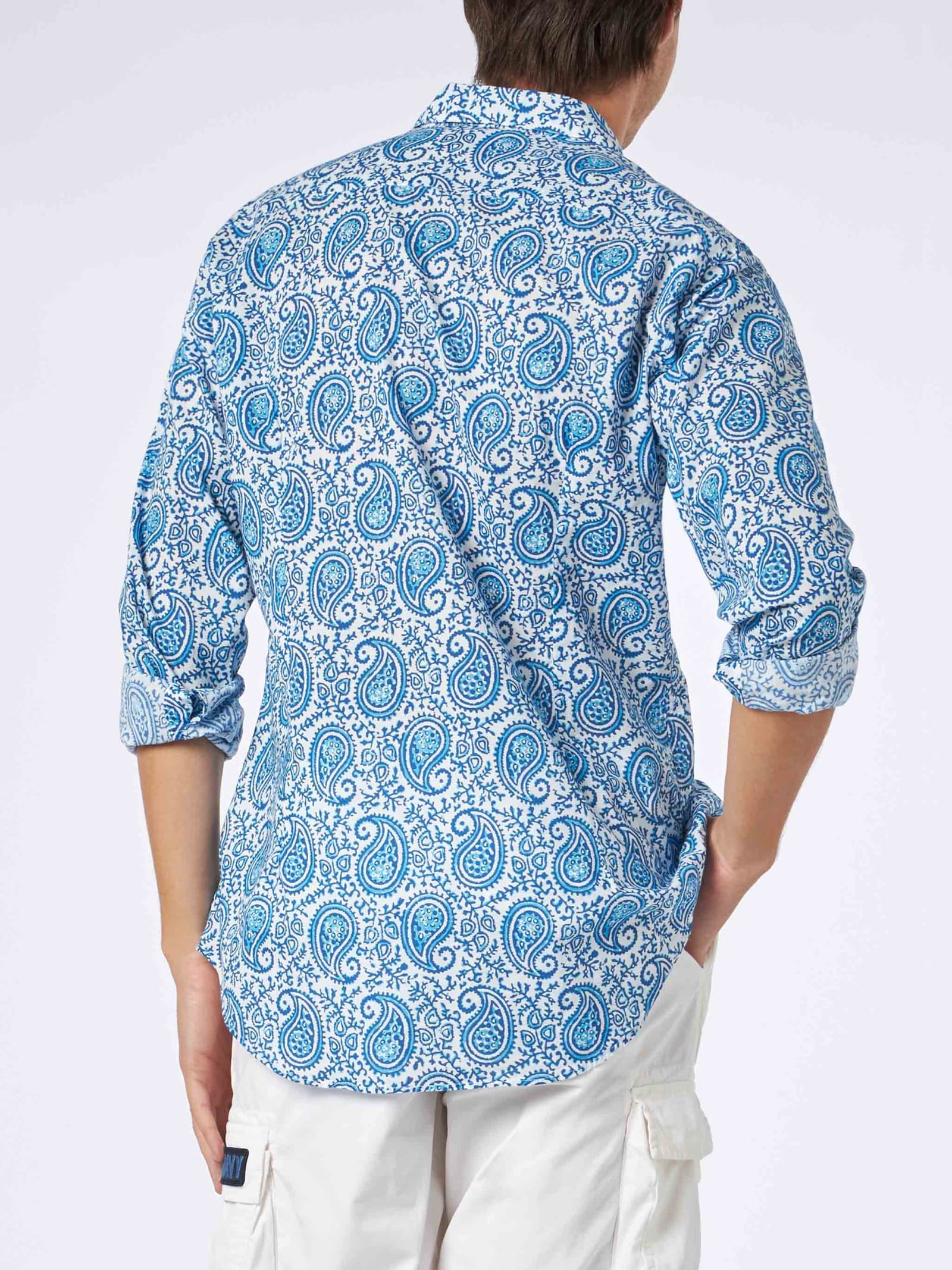 MC2 SAINT BARTH MAN MUSLIN COTTON SIKELIA SHIRT WITH PAISLEY PRINT