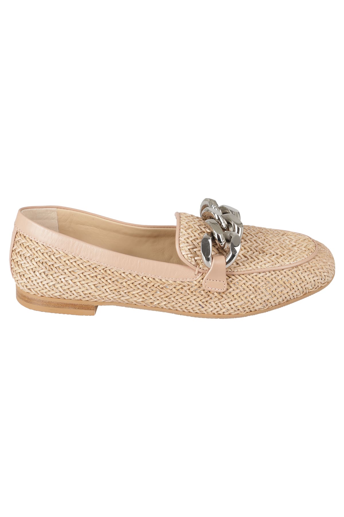 Casadei Hanoi Chain-link Loafers In Nude