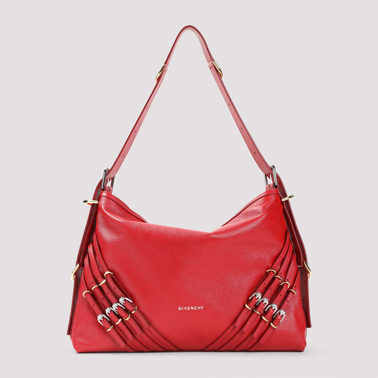 Shop Givenchy Voyou Buckles Bag In Vermillon