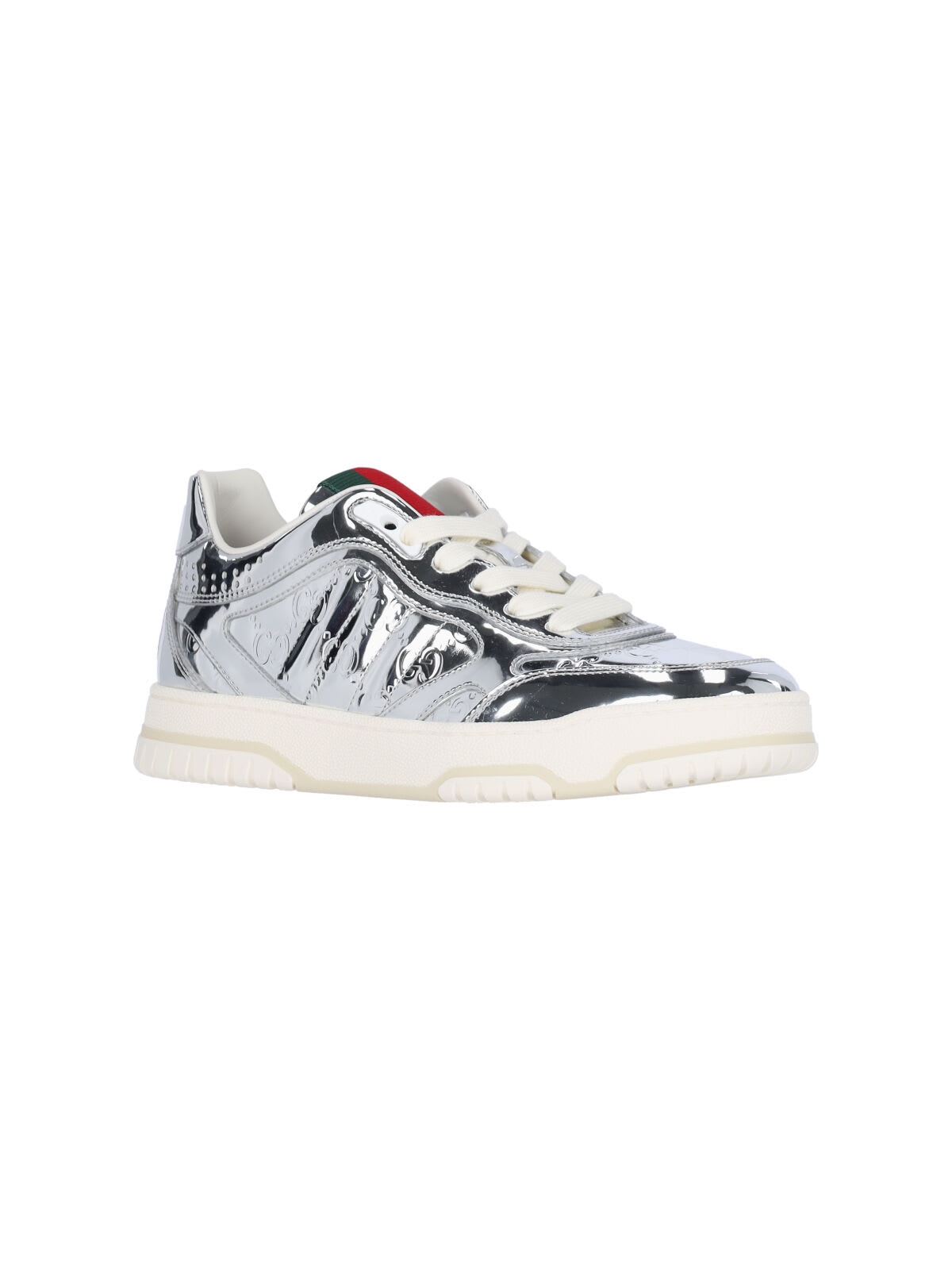 Gucci Reweb Gg Low-top Metallic Leather Sneakers