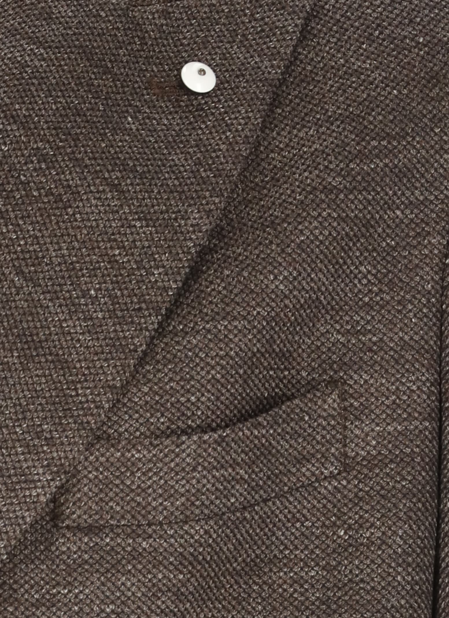 L.b.m 1911 Linen Double Breasted Jacket In Brown