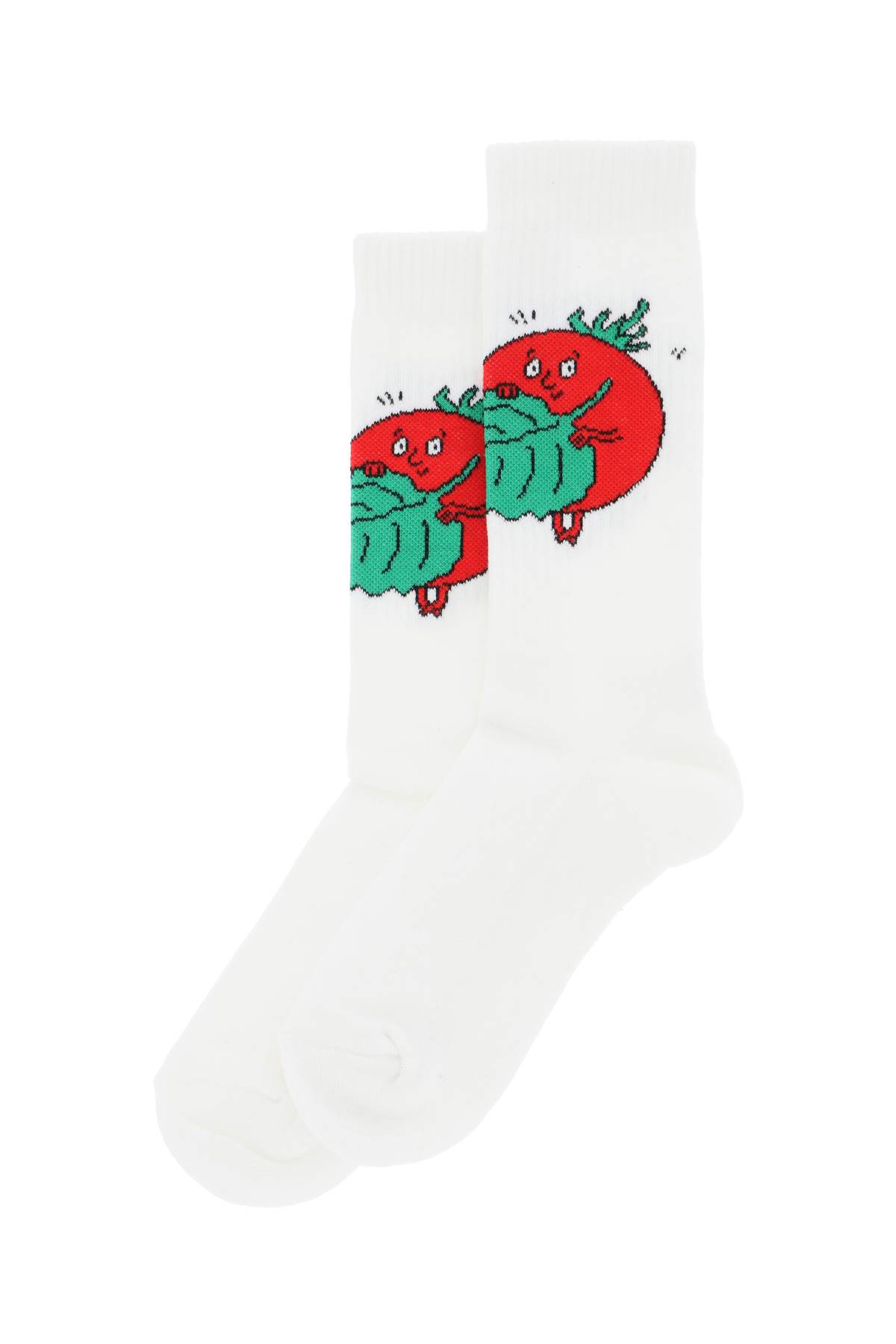 Shop Sky High Farm Happy Tomatoes Crew Socks In White (white)