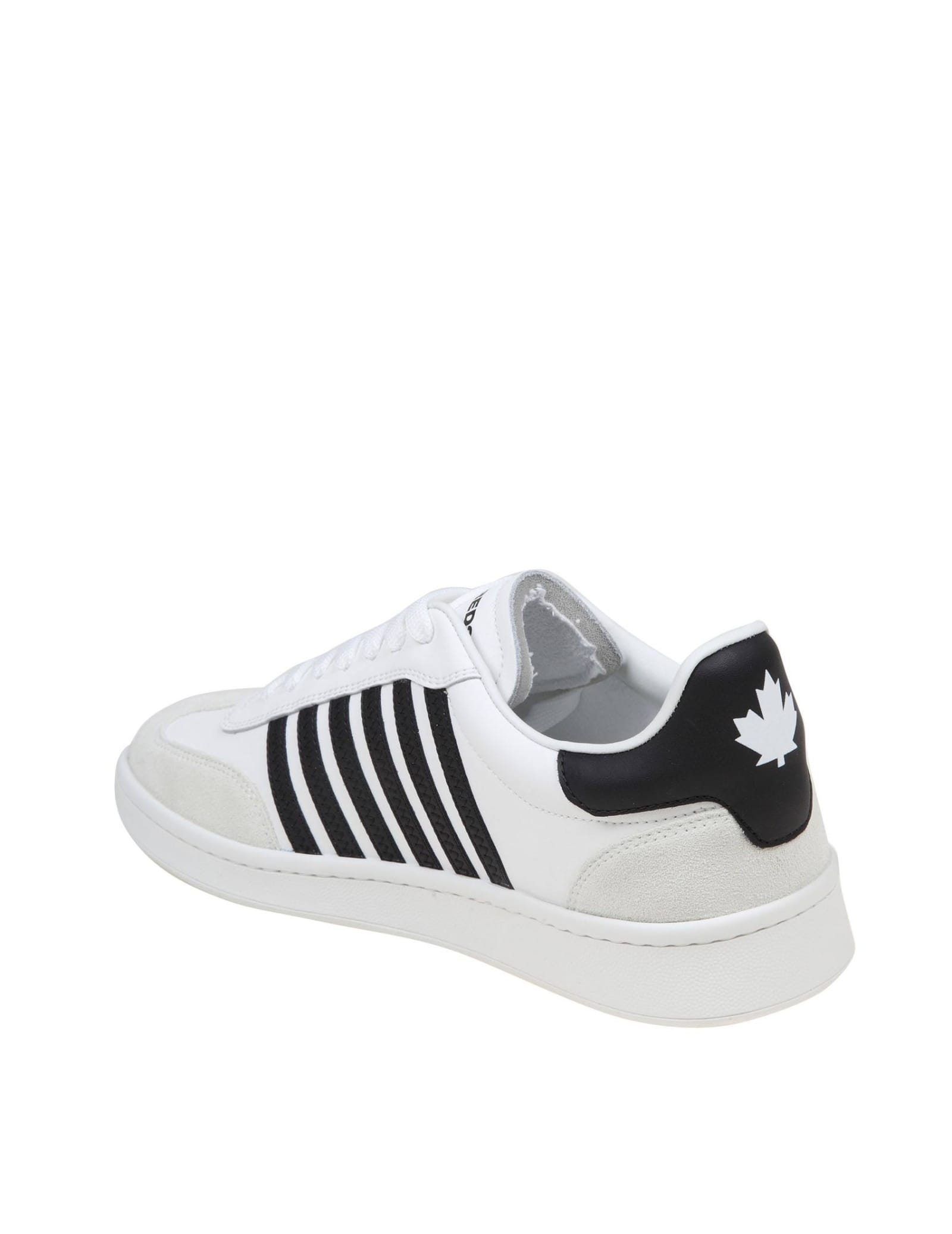 Shop Dsquared2 White/black Leather Boxer Sneakers