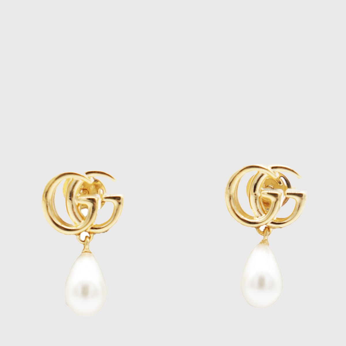 Gucci White And Gold Brass Earrings