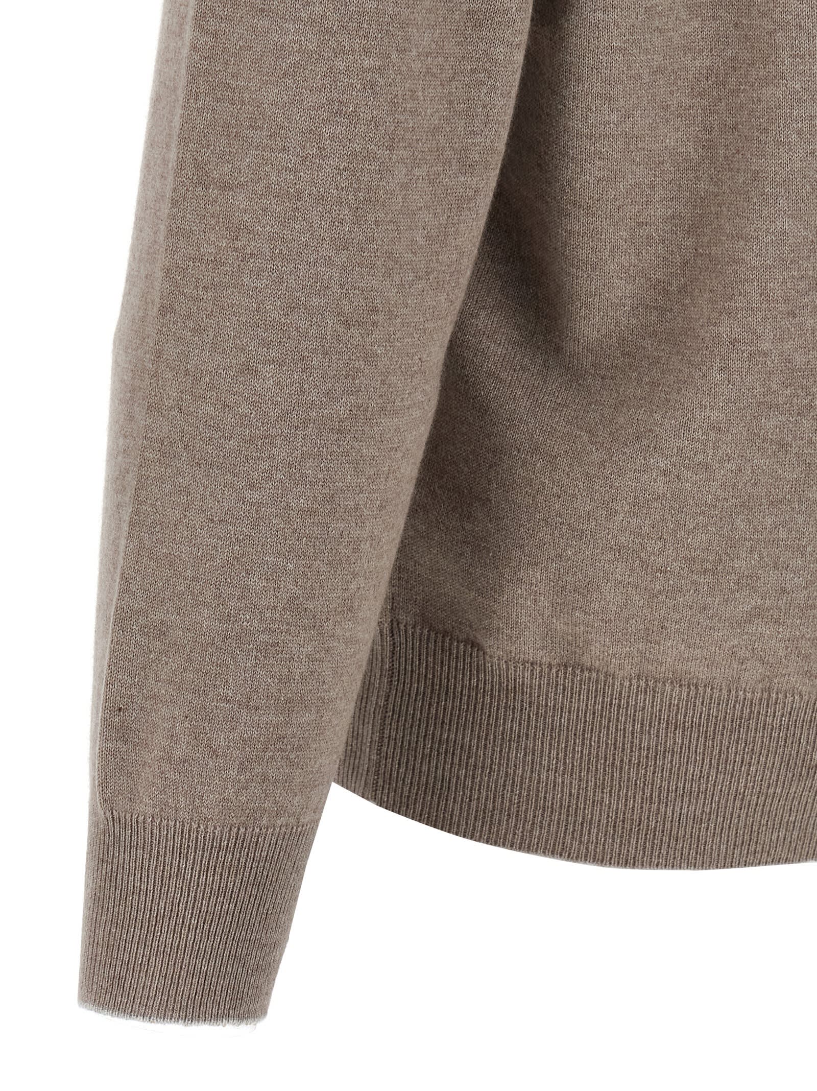 Brunello Cucinelli Cashmere Polo Ribbed Collar Cuffs Hem In Green