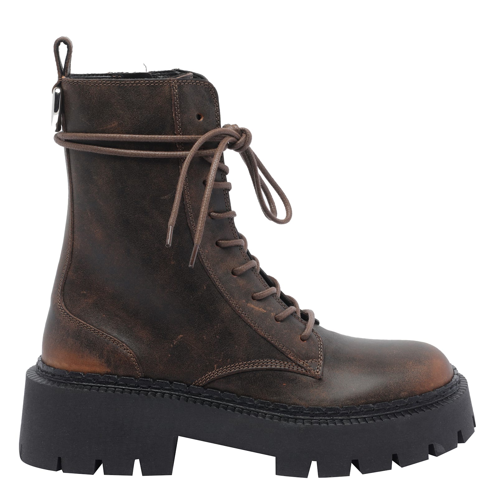 Vic Matie Leather Combat Boots In Brown