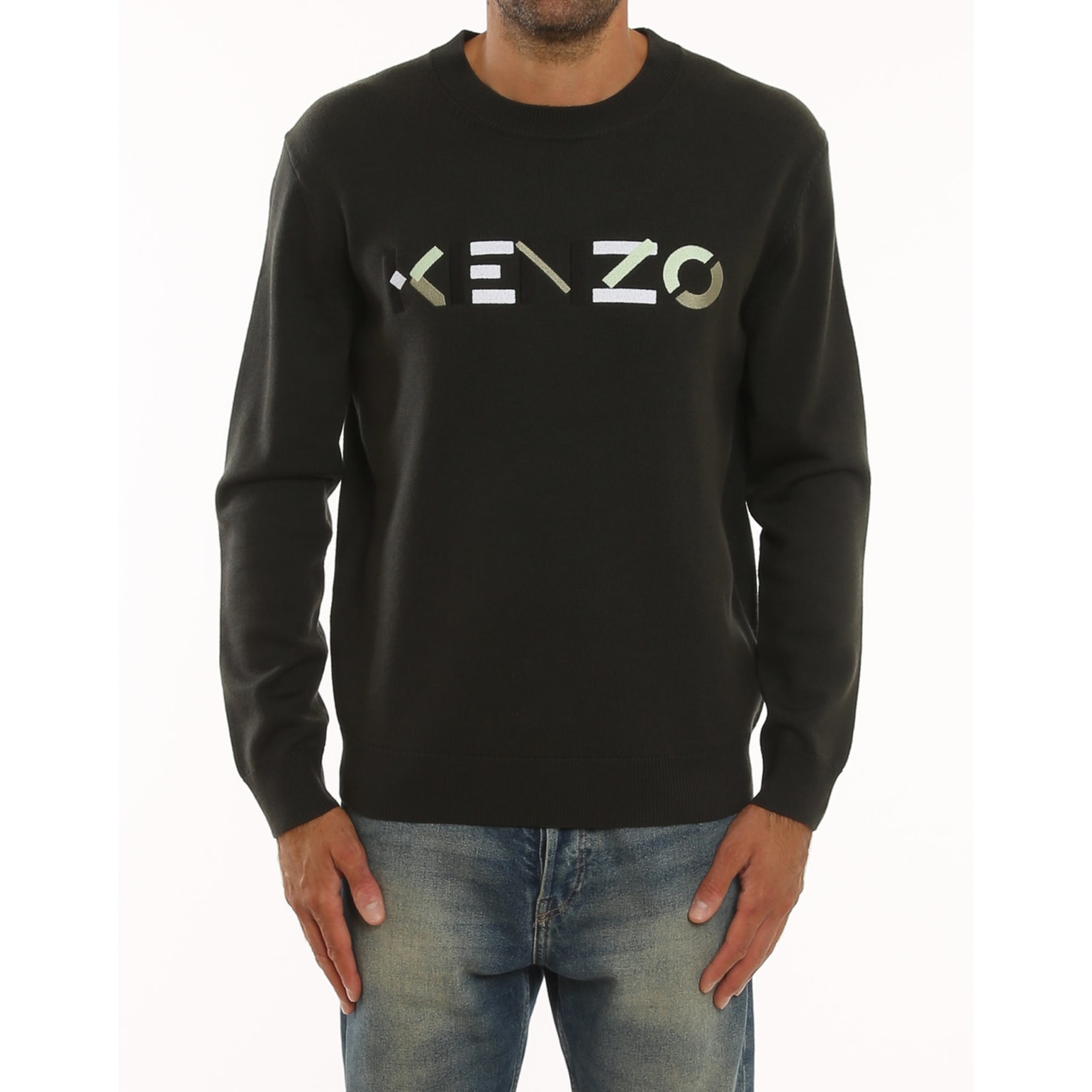 Shop Kenzo Wool Sweater In Gray