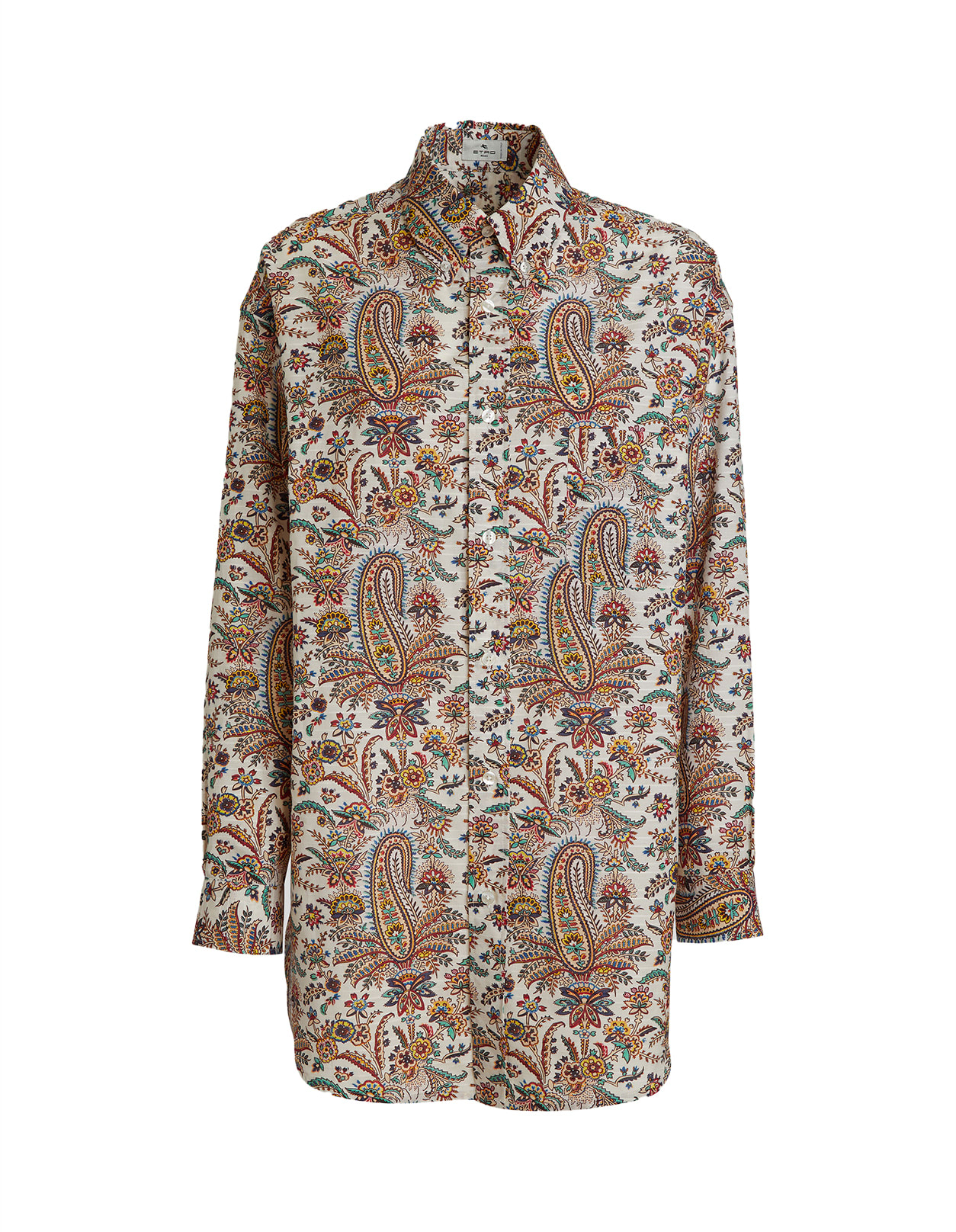 Etro Woman White Over Shirt With Floral Paisley Print