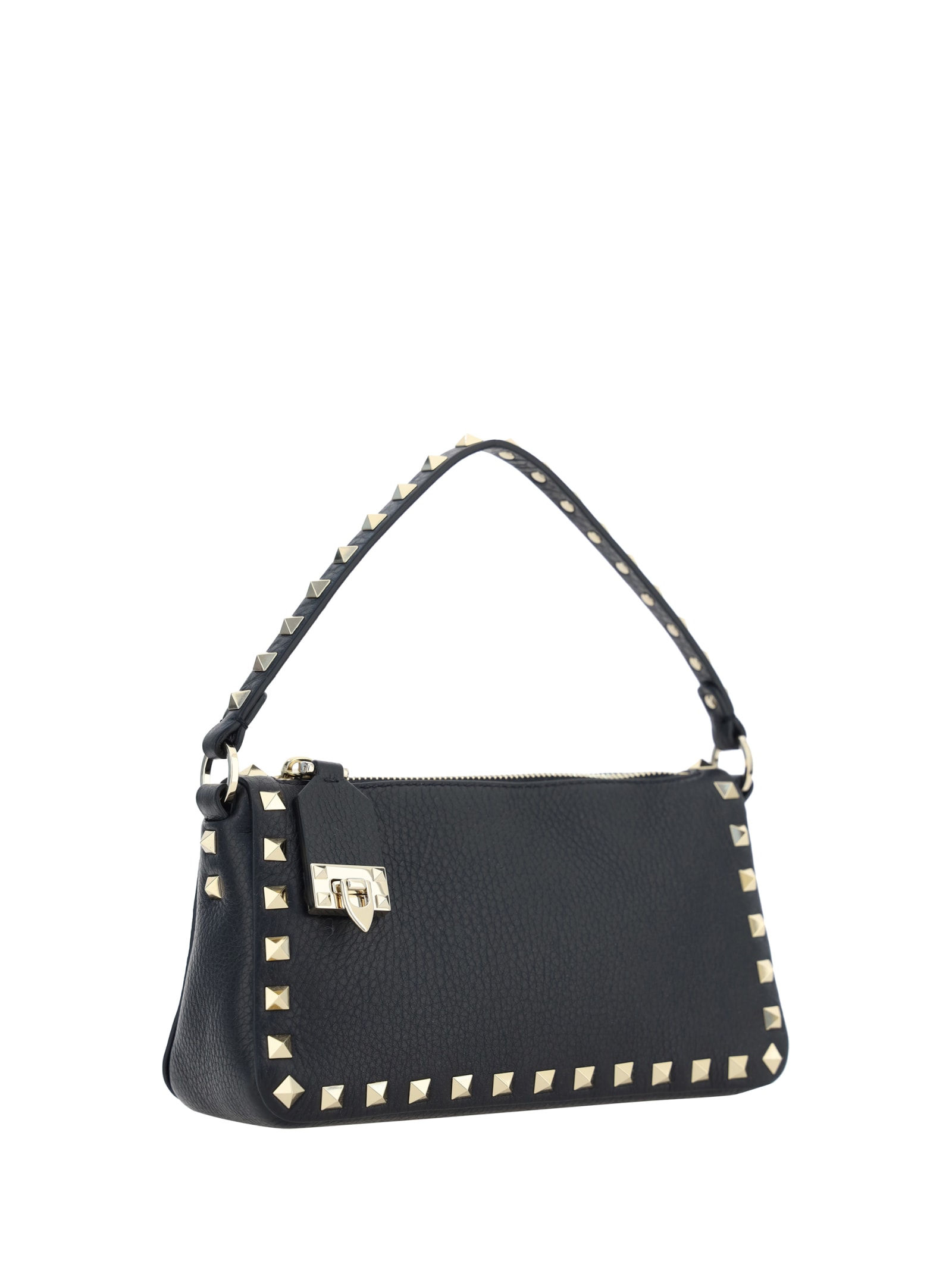 Shop Valentino Small Rockstud Shoulder Bag In Black