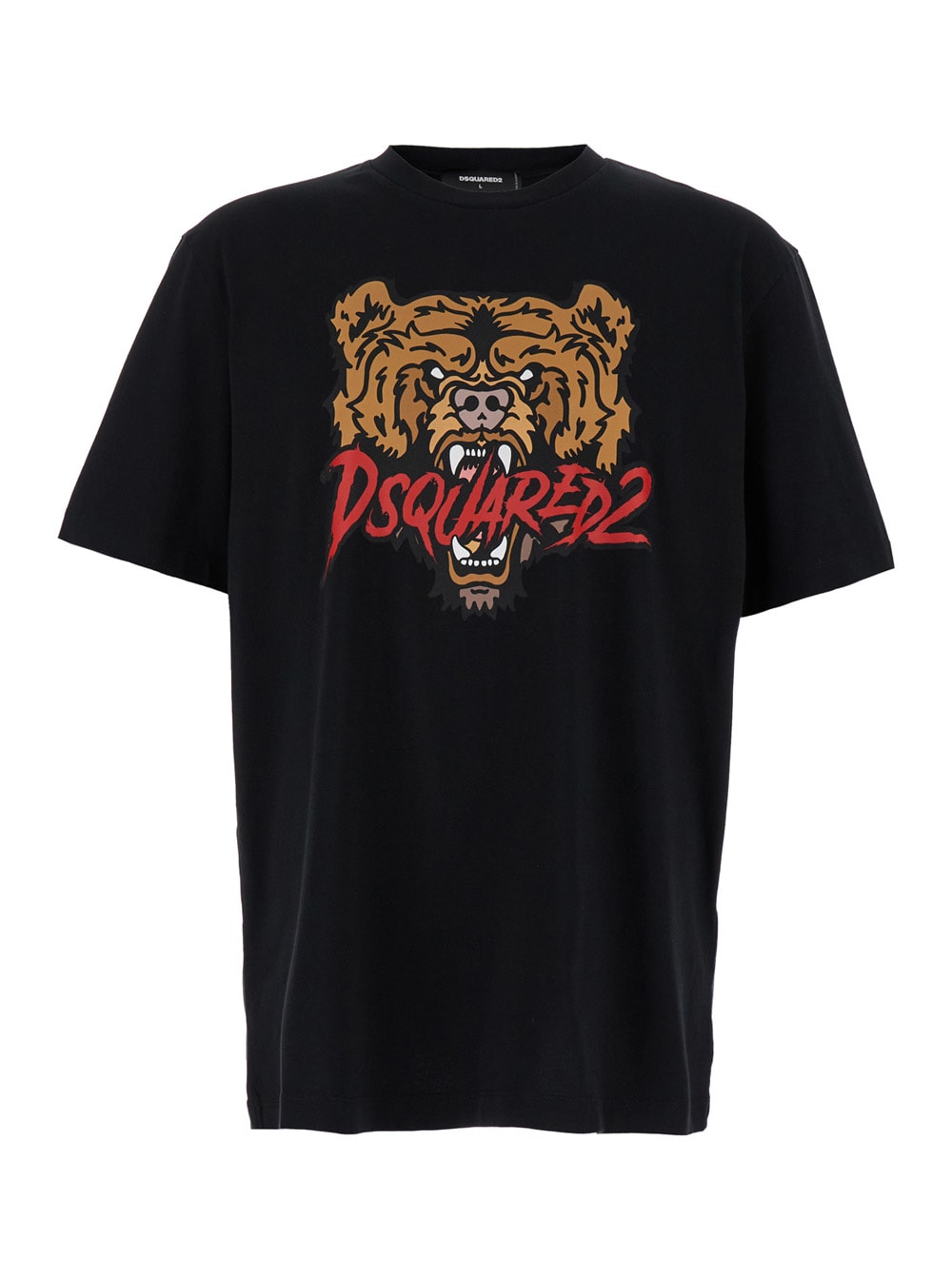 Shop Dsquared2 Black T-shirt With Bear Print In Cotton Man