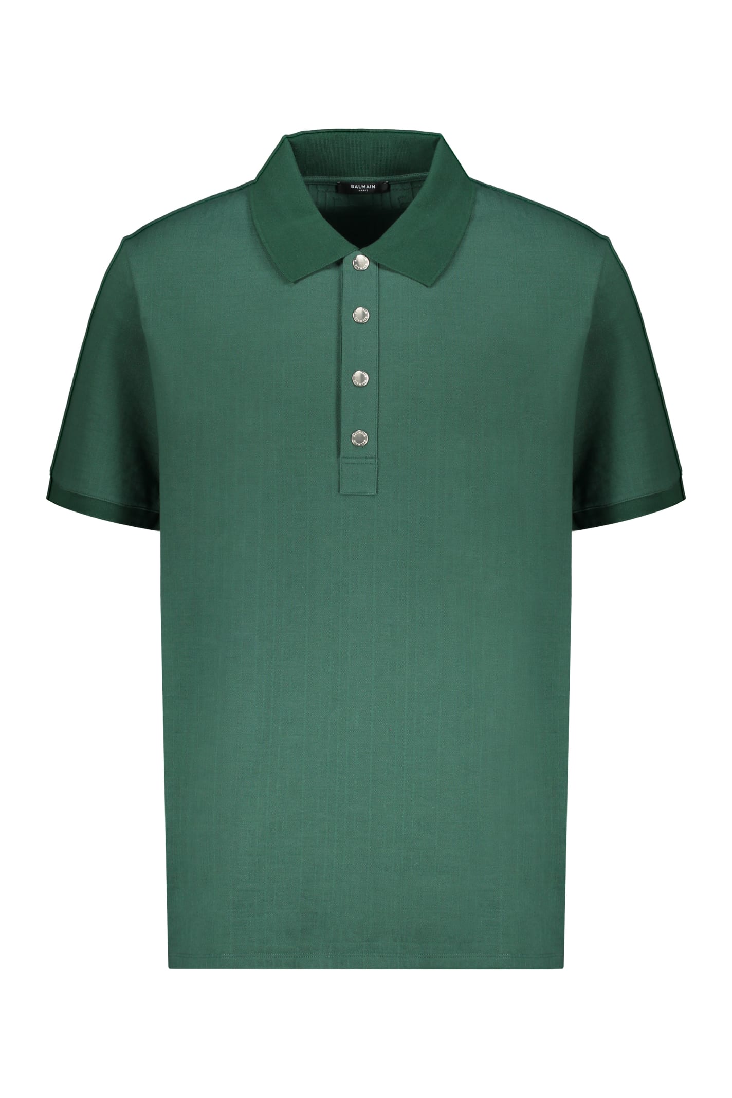 Shop Balmain Cotton Polo Shirt In Green