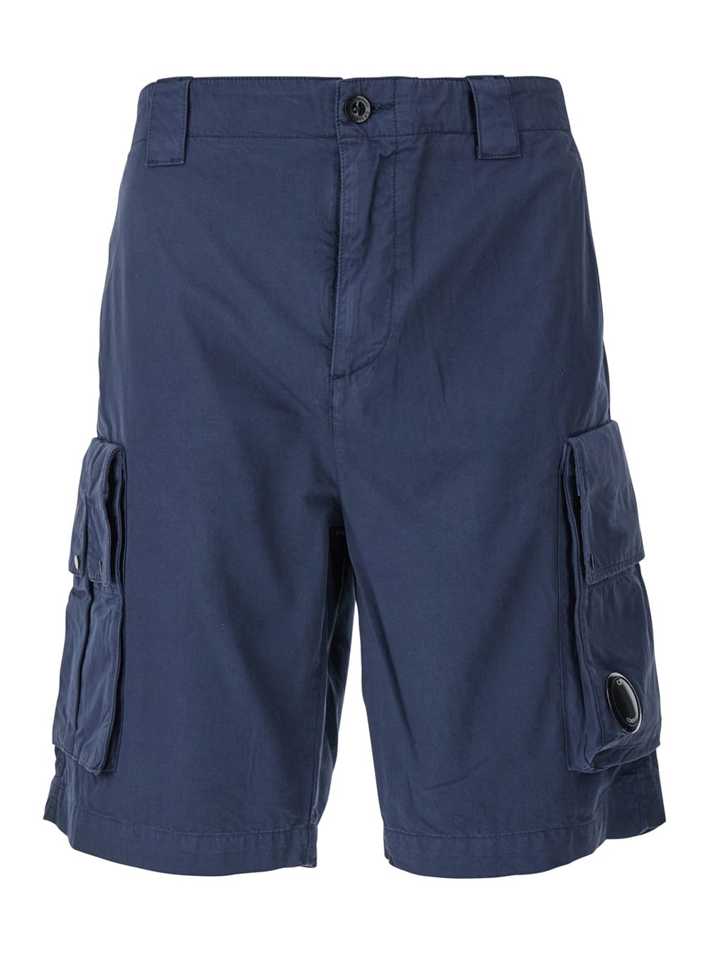 C.p. Company Blue Bermuda Pants With Belt Loops And Two Maxi Patch Pockets On The Side In Cotton Man In Blu
