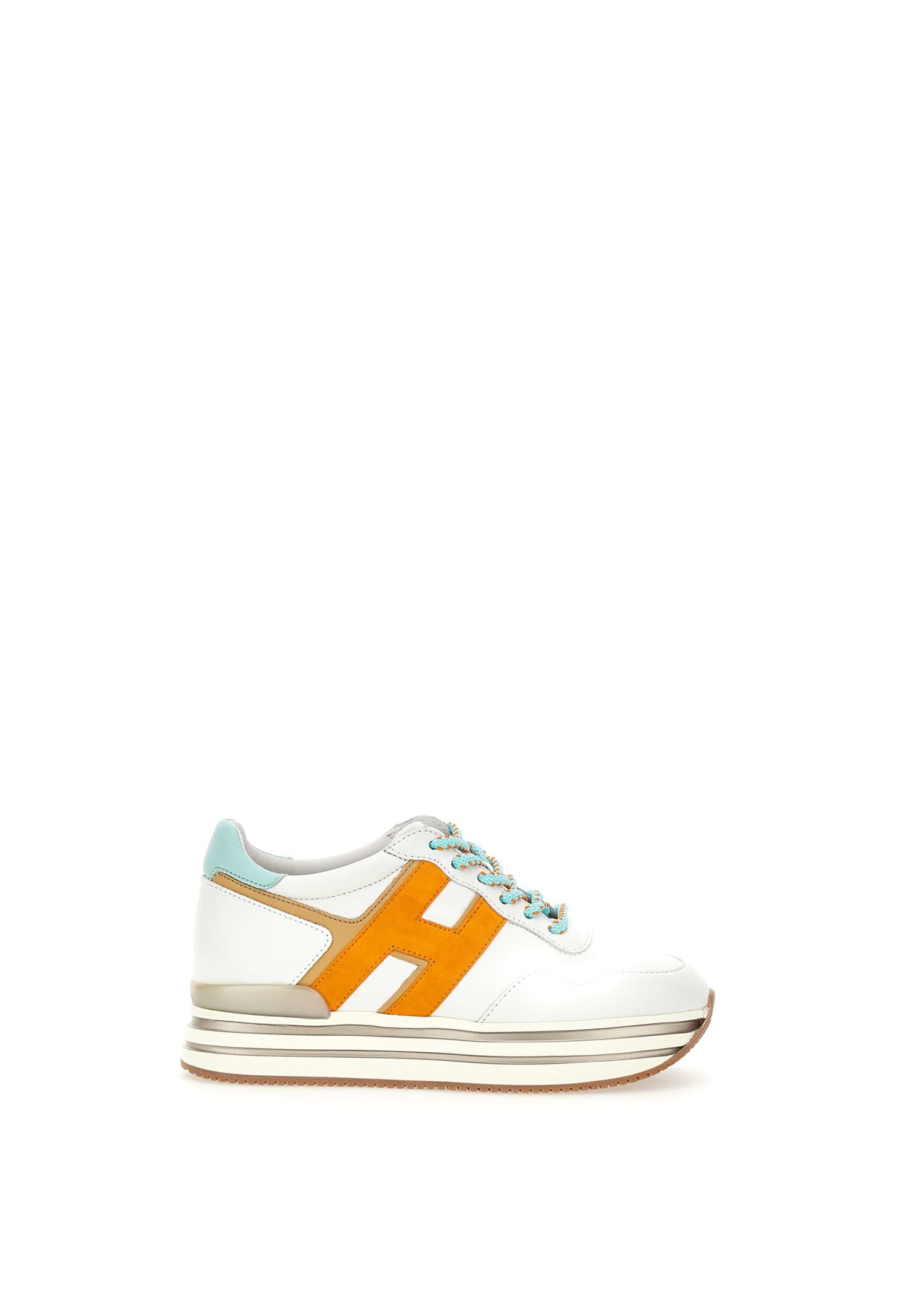 Shop Hogan Midi H222 Leather Sneakers In White
