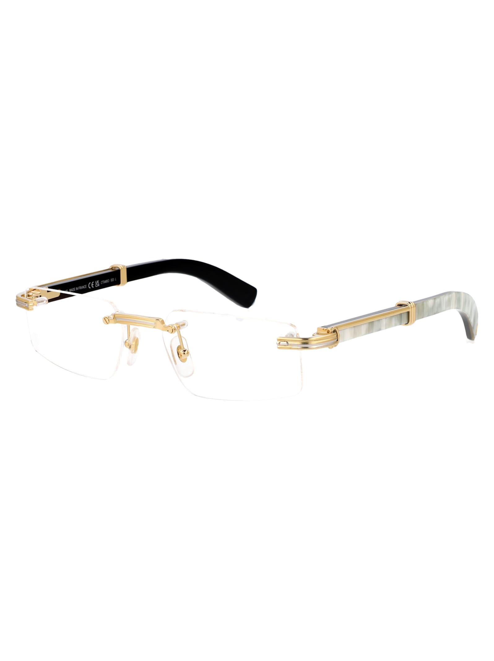 Shop Cartier Ct0485o Glasses In 003 Gold White Transparent