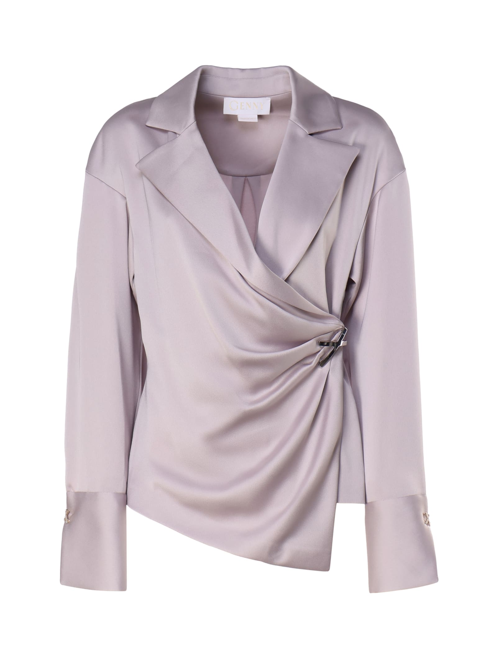 Blouse With Warmer Closure And Draping On The Side