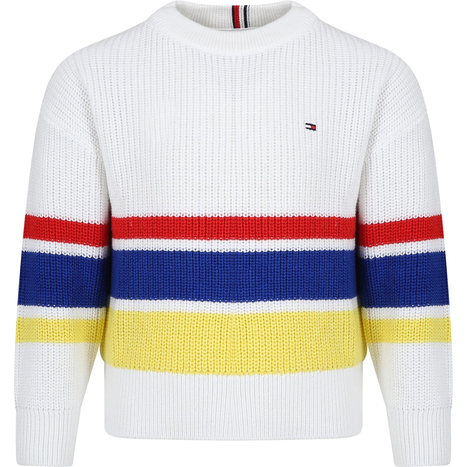 Shop Tommy Hilfiger Multicolored Sweater For Boy With Logo