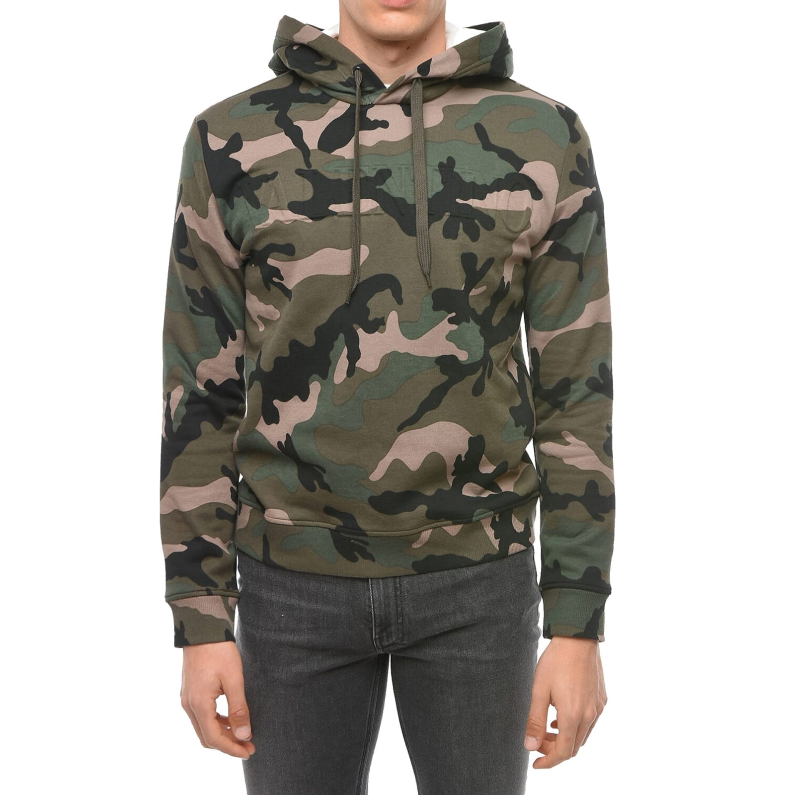 Valentino Camouflage Pattern Hoodie Sweatshirt Men In Green