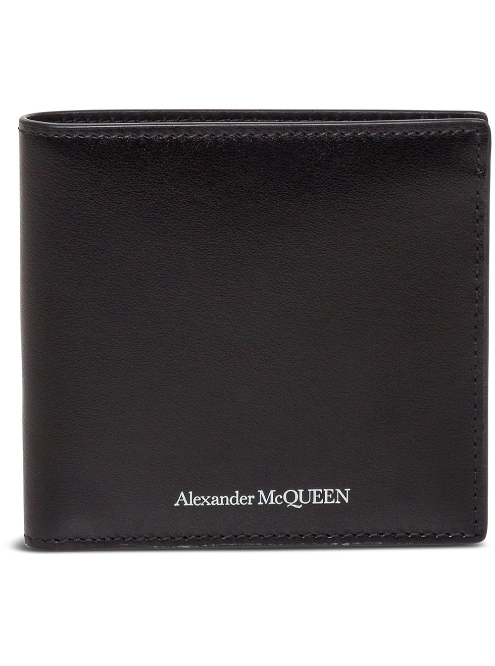 Alexander McQueen Bifold Black Leather Wallet With Logo Saint Laurent Man
