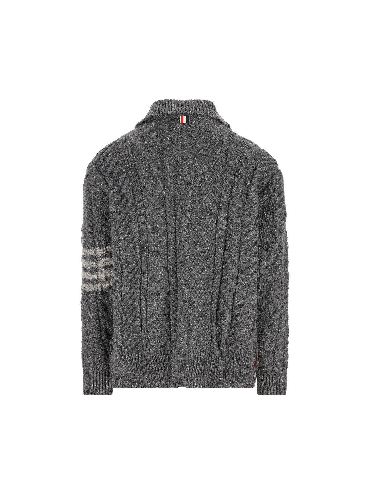 Shop Thom Browne Button-up Knit Cardigan In Grey