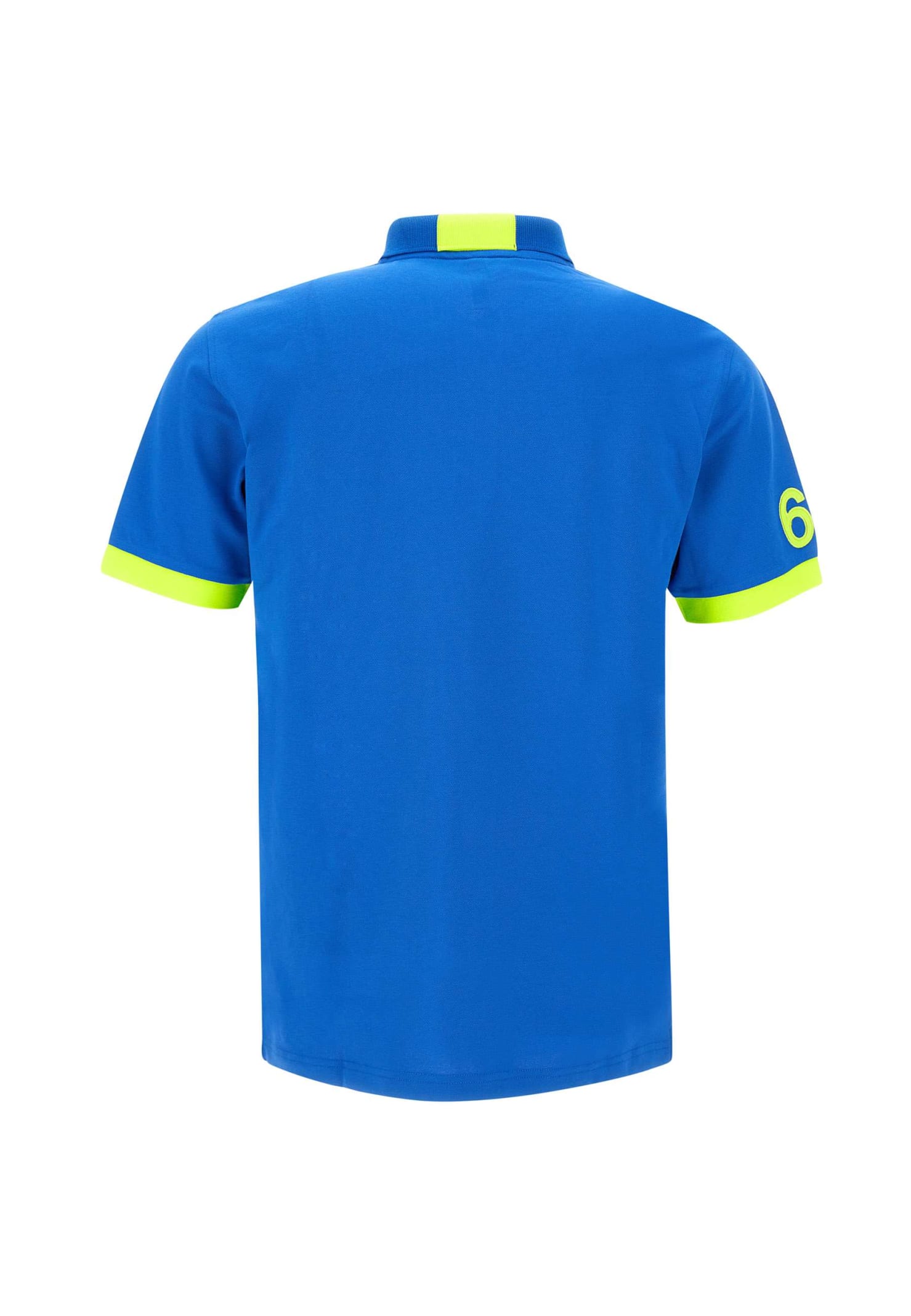 Shop Sun 68 Fluo Logo Cotton Polo Shirt In Blue