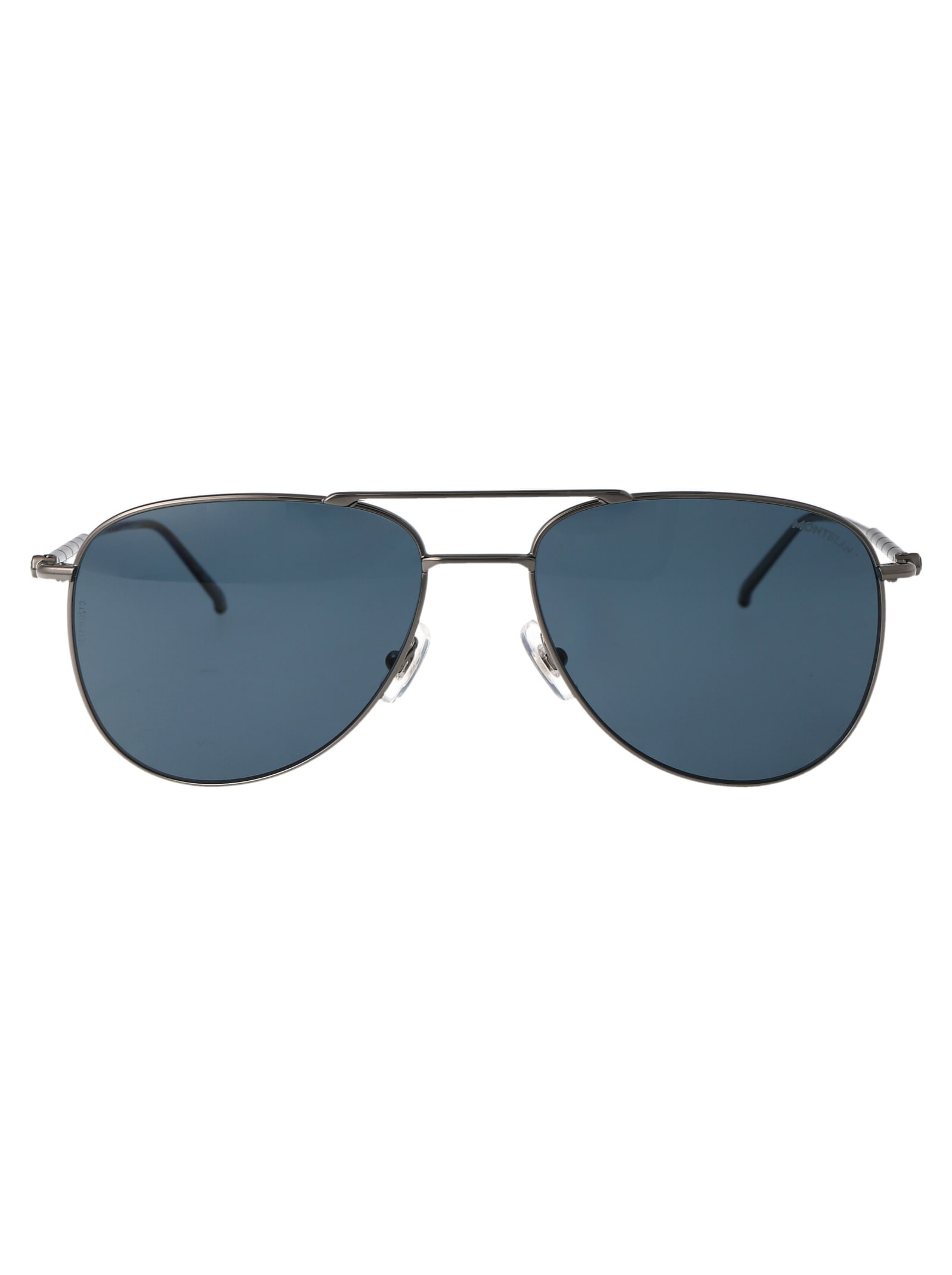 Shop Montblanc Mb0311s Sunglasses In 003 Ruthenium Ruthenium Blue