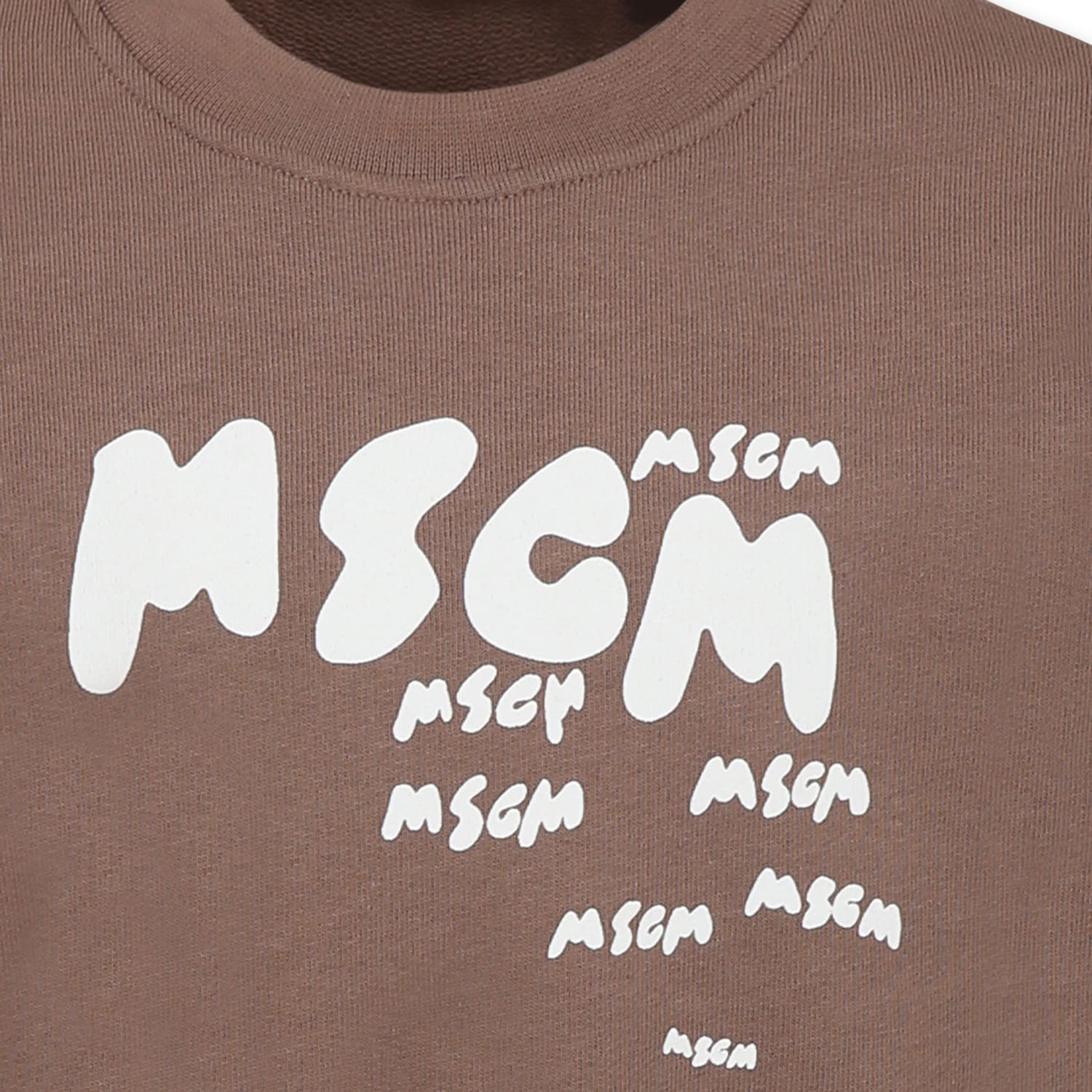 Shop Msgm Brown Sweatshirt For Boy With Logo