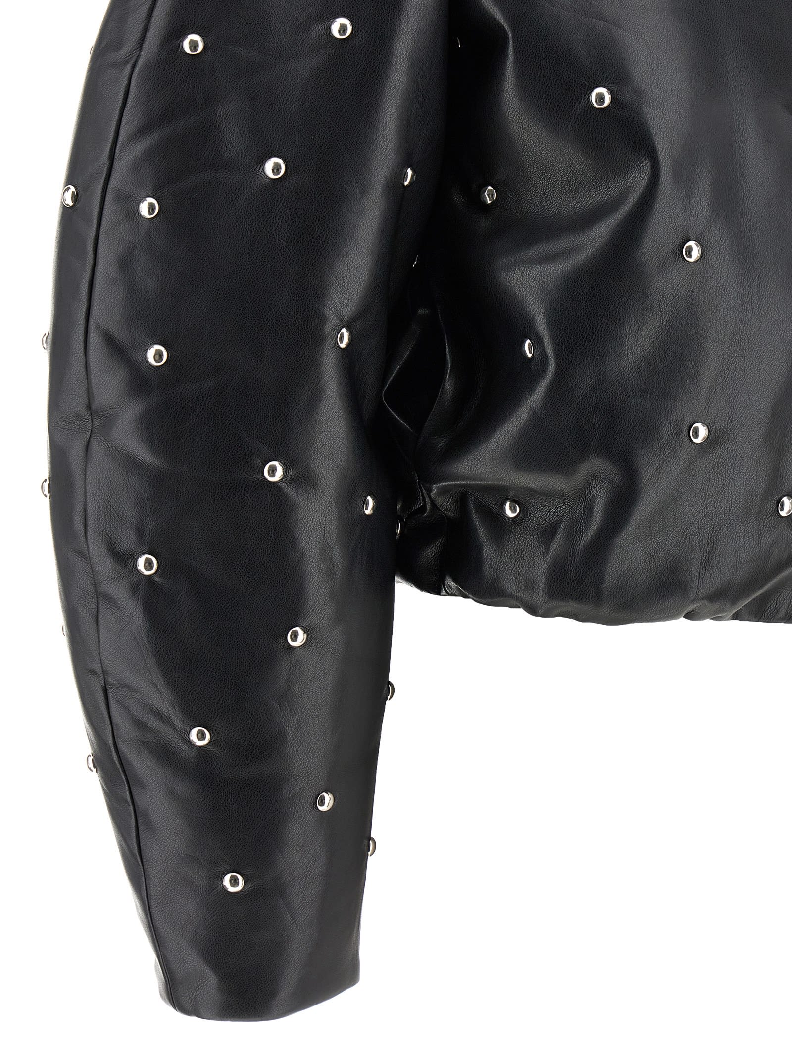 Rotate Birger Christensen Studded Padded Bomber Jacket In Black